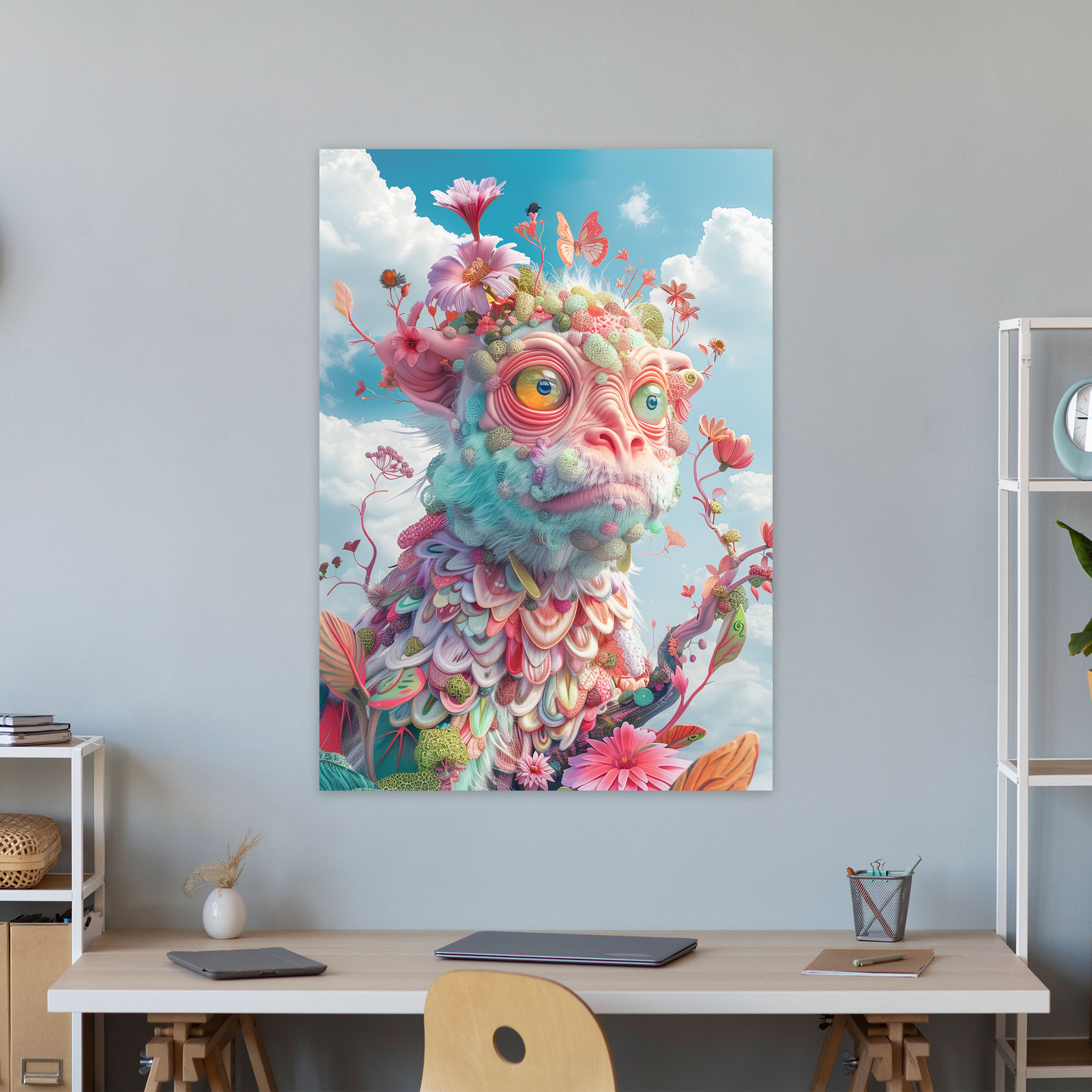 Popart Style Whimsical Animals Canvas Wall Art: Surreal Settings - Popart, Popart Style, Whimsical Animals, Pastel Colors