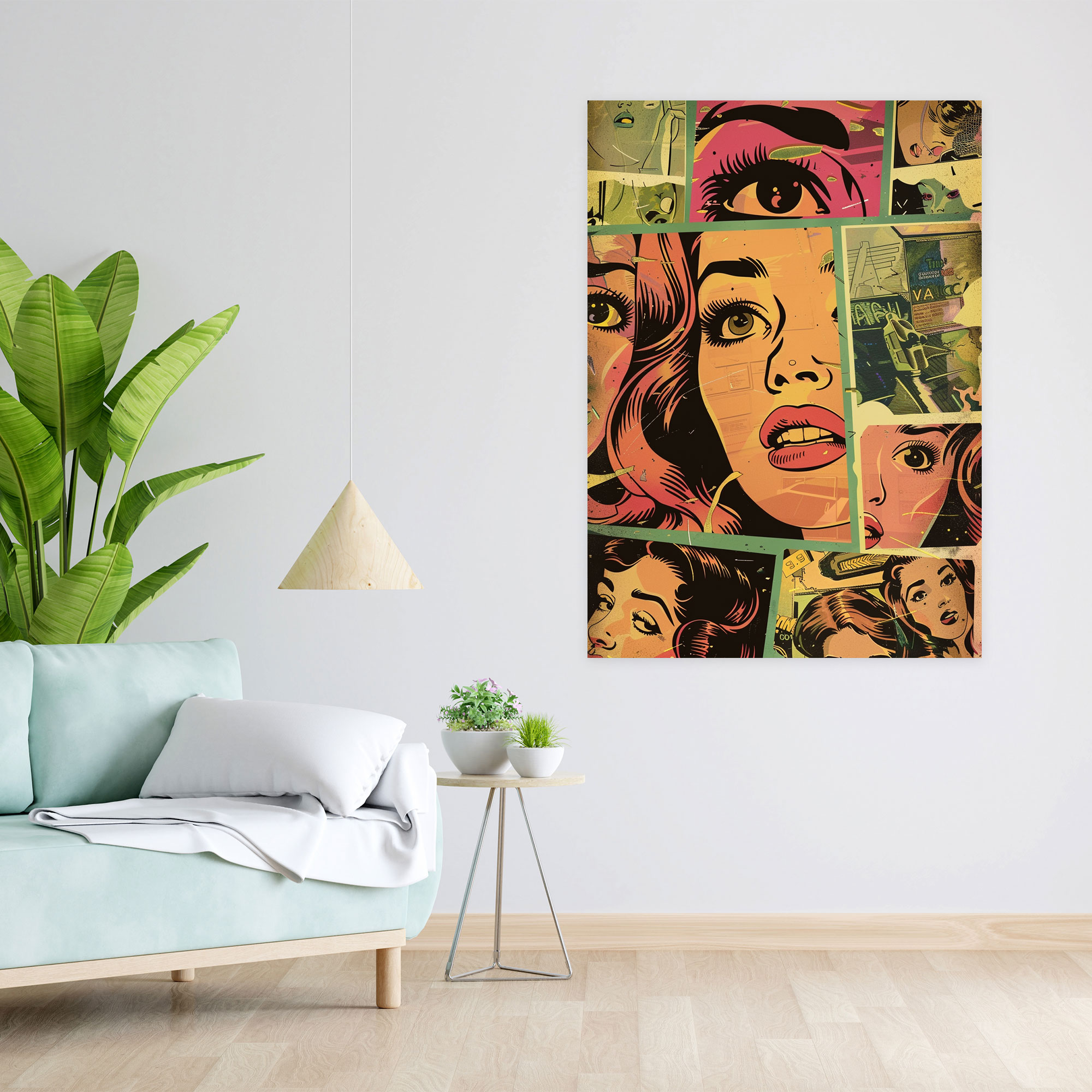 Popart Style Retro Comic Book Panels Wall Decoration: Vintage Canvas Print - Popart, Popart Style, Vintage Vibes, Wall Decoration
