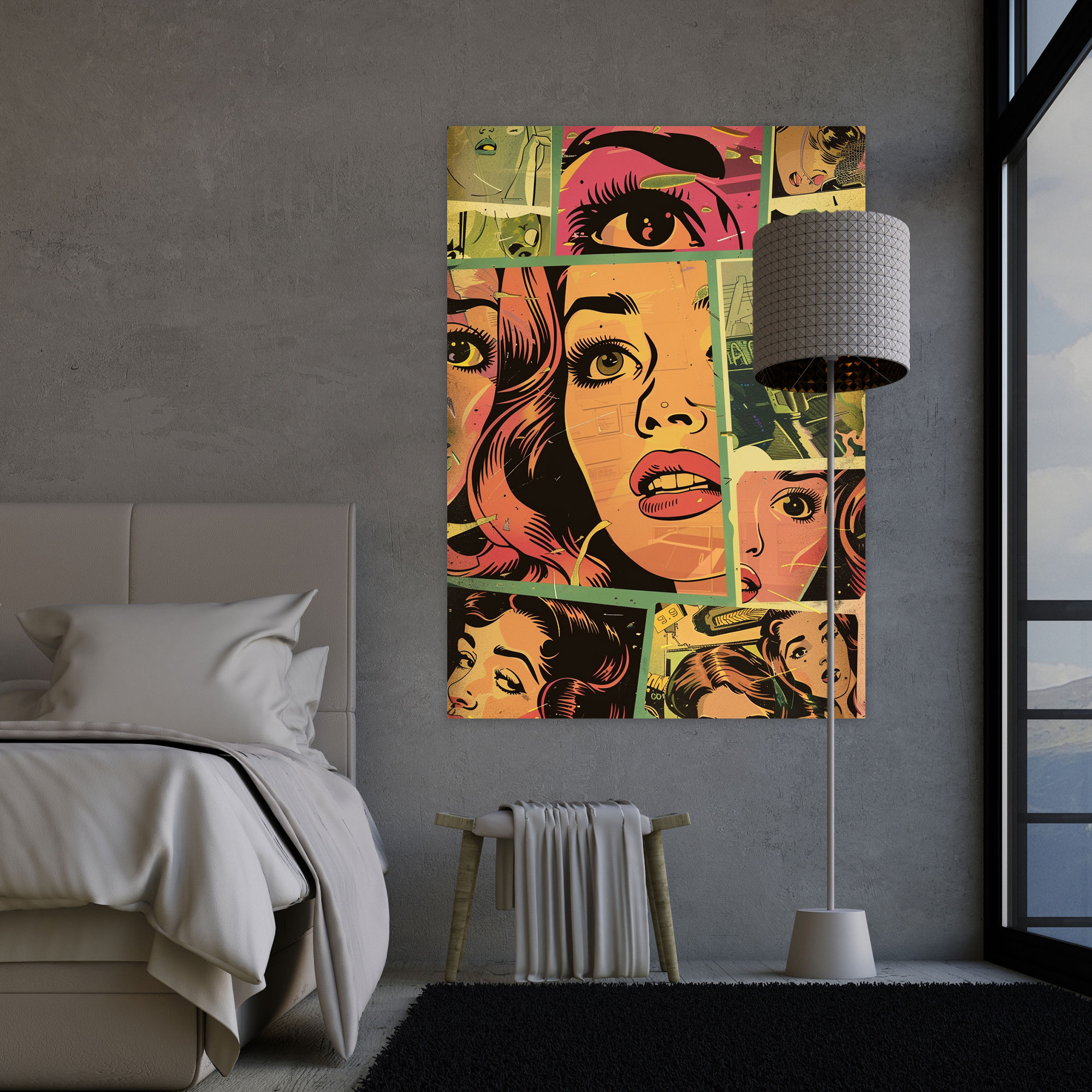 Popart Style Retro Comic Book Panels Wall Decoration: Vintage Canvas Print - Popart, Popart Style, Vintage Vibes, Wall Decoration