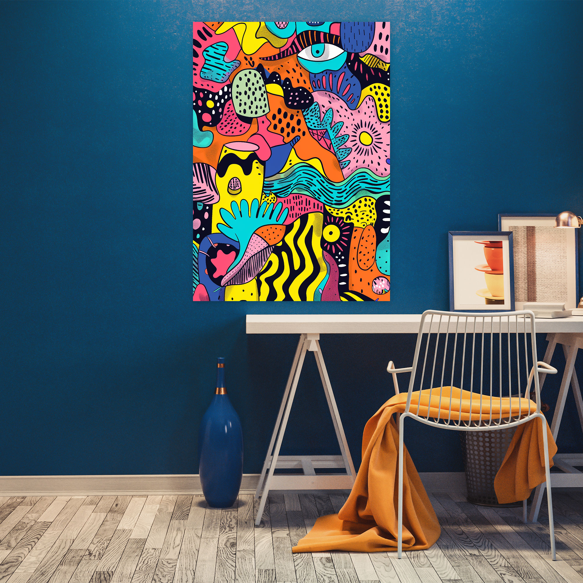 Popart Style Playful Doodles Canvas Wall Art: Whimsical Illustrations - Popart, Whimsical Illustrations, Canvas Wall Art, Bright Colors