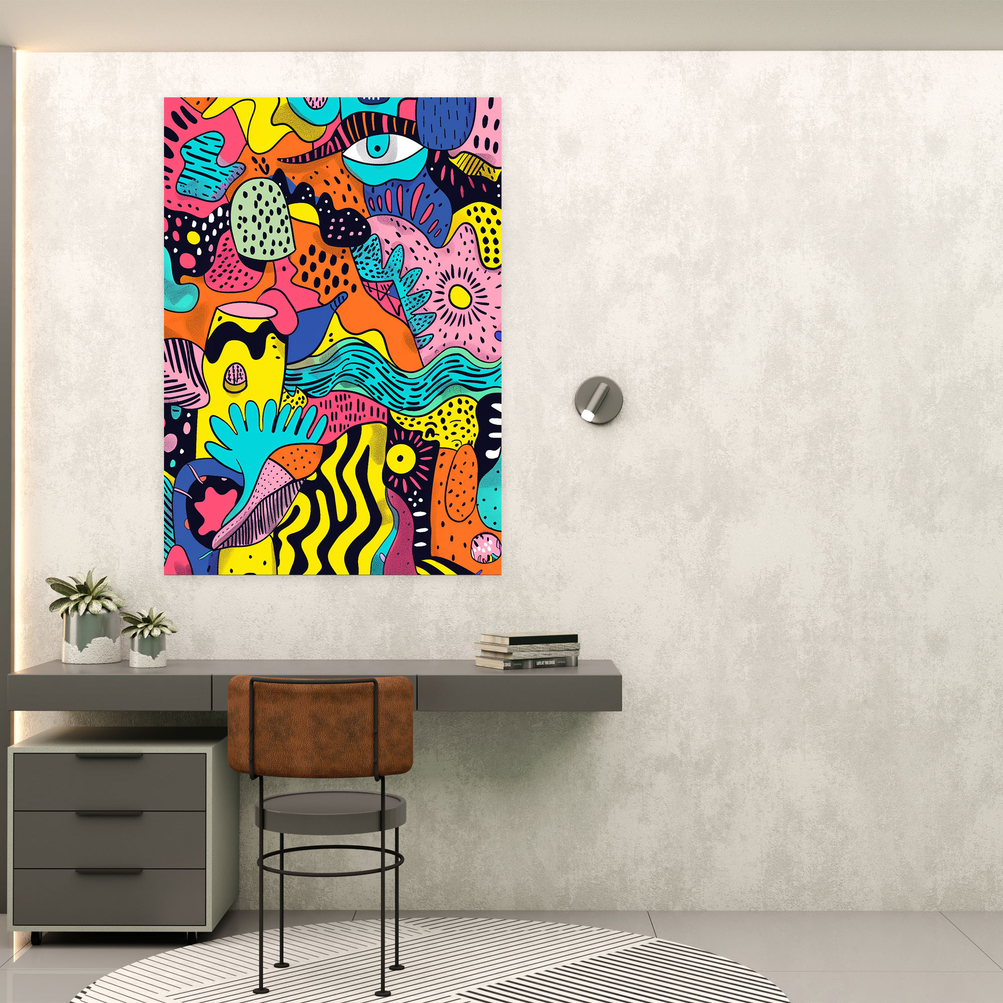 Popart Style Playful Doodles Canvas Wall Art: Whimsical Illustrations - Popart, Whimsical Illustrations, Canvas Wall Art, Bright Colors