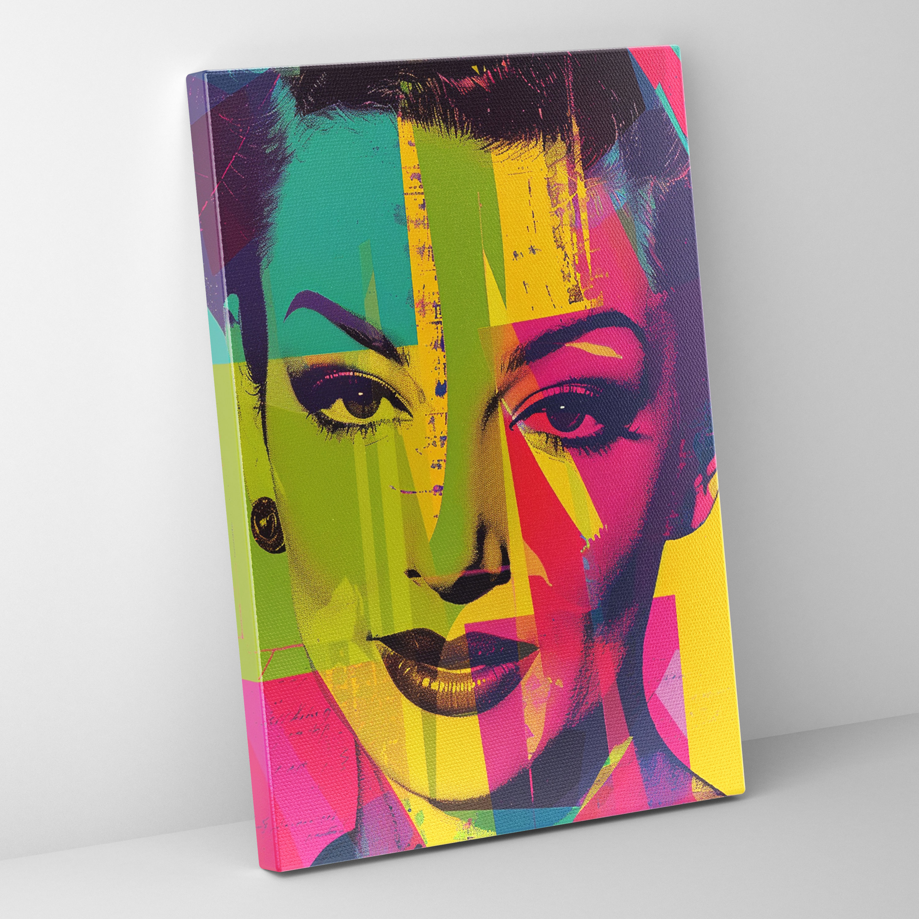 Popart Style Retro Portrait Canvas Print - Popart, Retro, Color Blocks, Popart Style