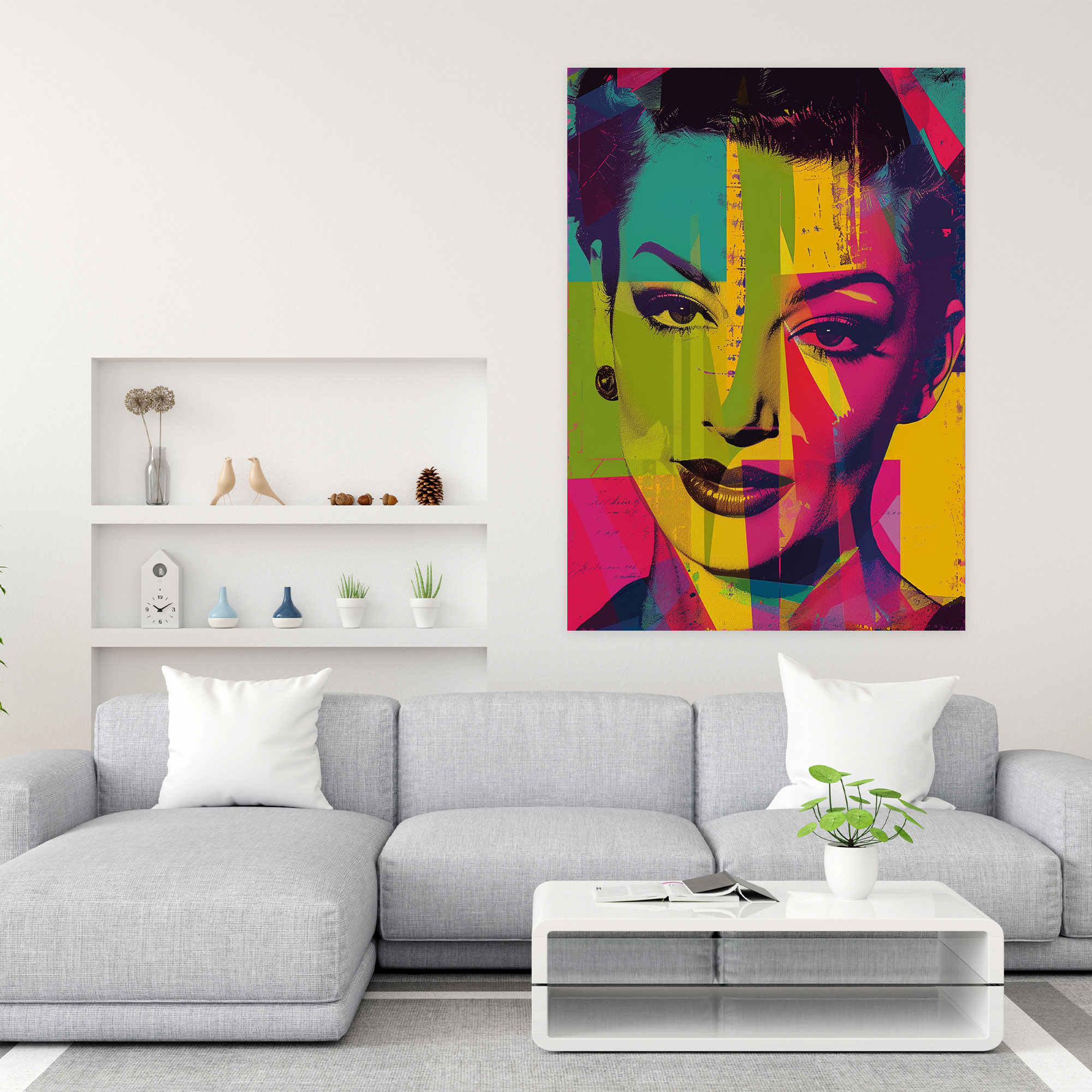 Popart Style Retro Portrait Canvas Print - Popart, Retro, Color Blocks, Popart Style