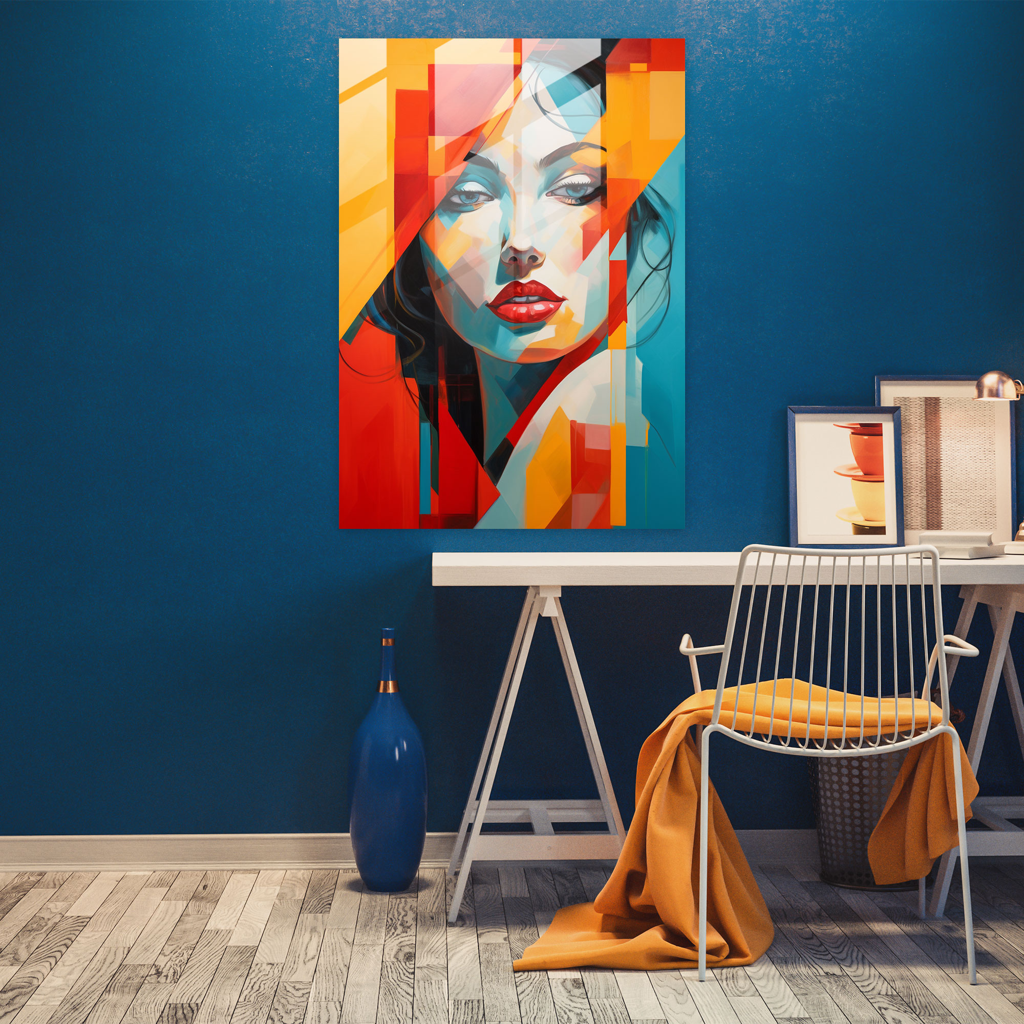 Pablo Picasso Geometric Glass Print - Pablo Picasso, Vibrant Colors, Home Decoration, Wall Decoration