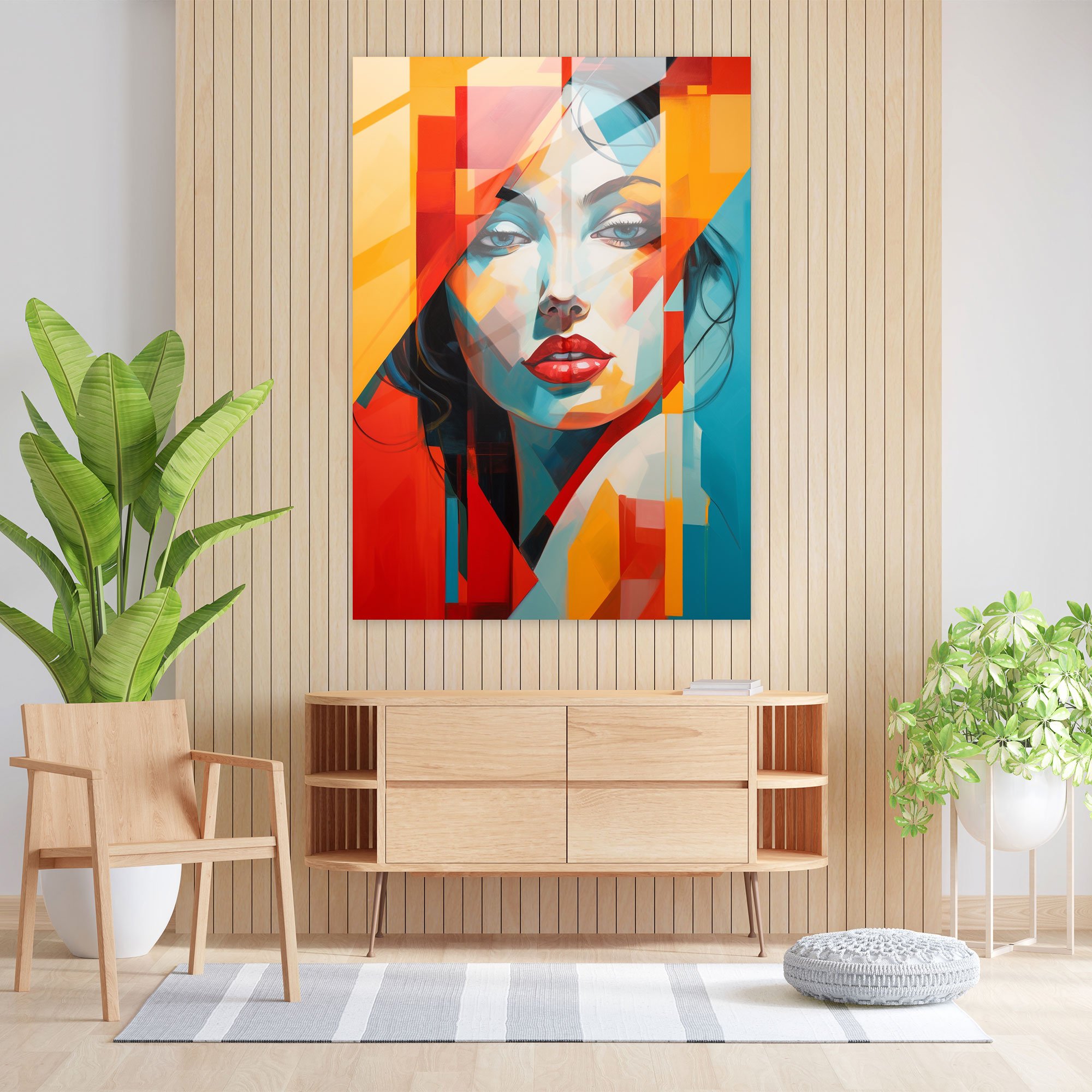 Pablo Picasso Geometric Glass Print - Pablo Picasso, Vibrant Colors, Home Decoration, Wall Decoration
