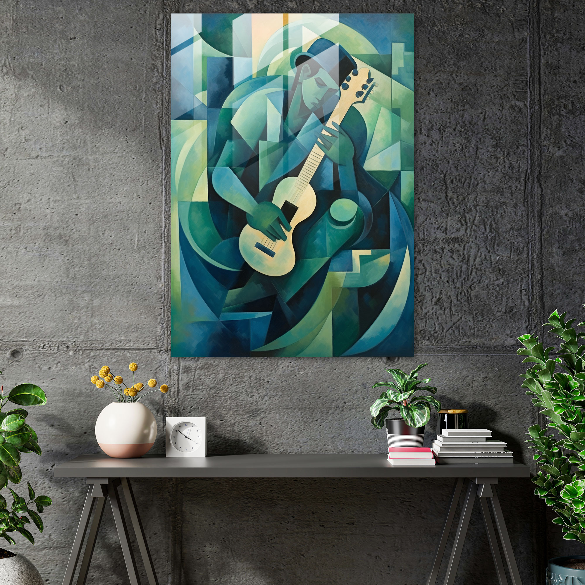 Pablo Picasso Cubist Glass Print - Pablo Picasso, Modern Art, Cubist Art, Vibrant Shades