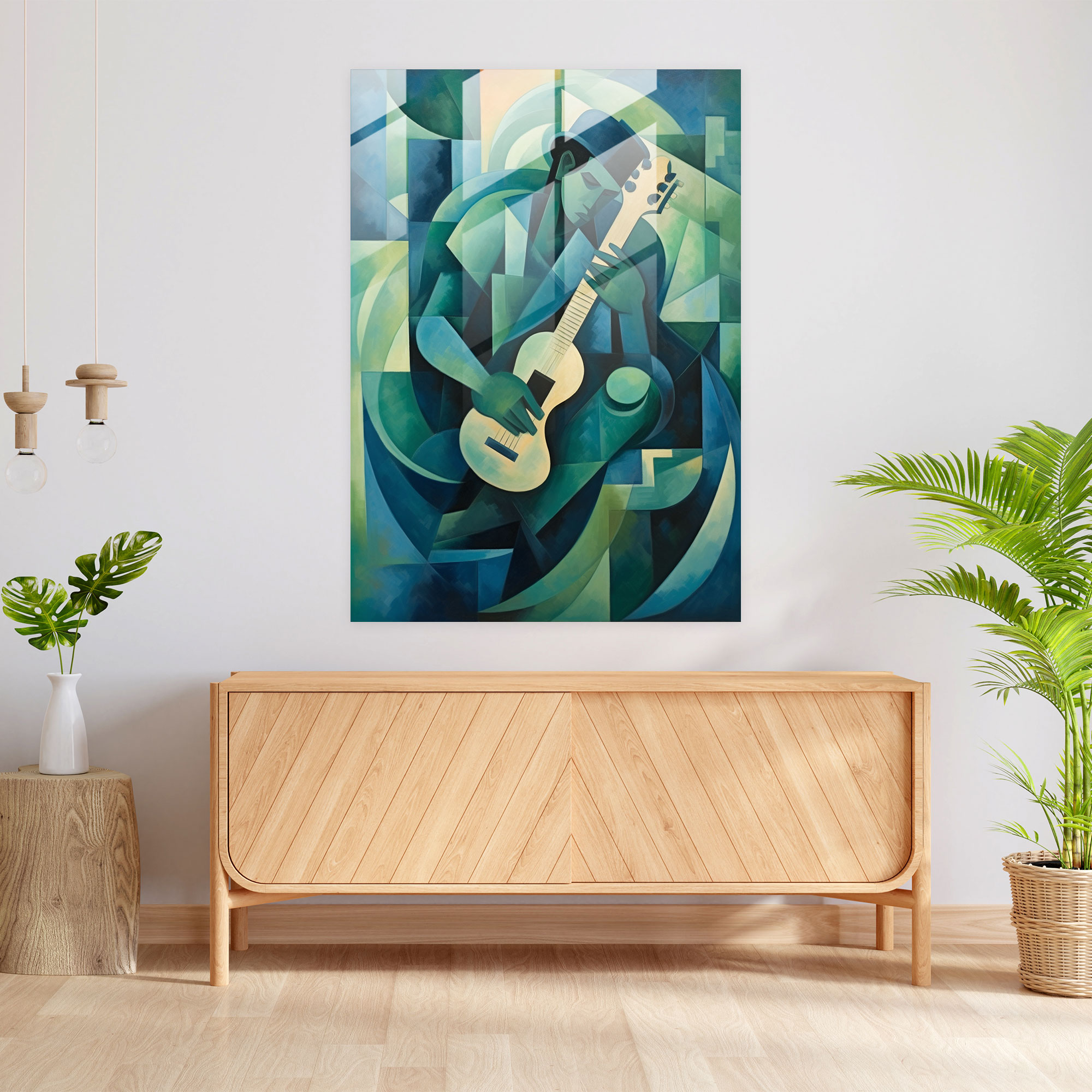 Pablo Picasso Cubist Glass Print - Pablo Picasso, Modern Art, Cubist Art, Vibrant Shades
