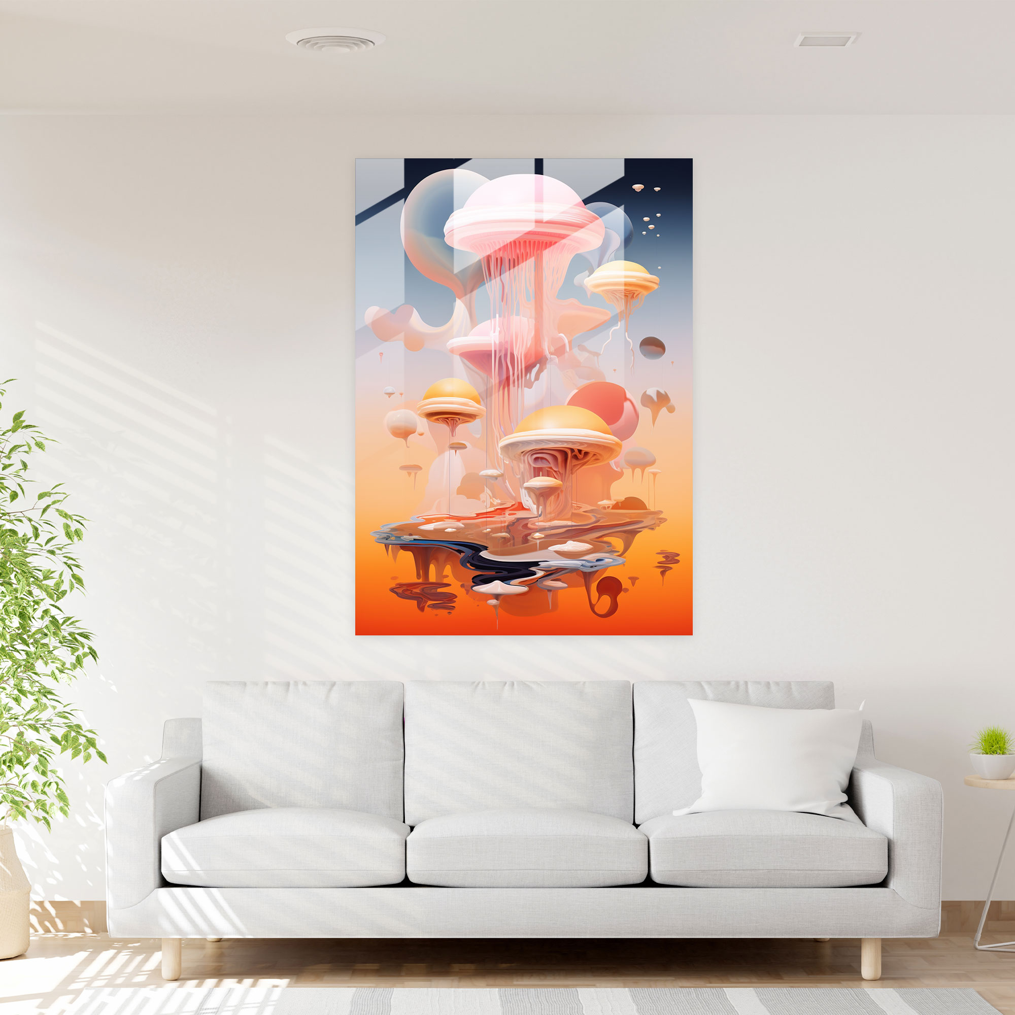 Pablo Picasso Surrealist Glass Print - Pablo Picasso, Dreamlike Scene, Glass Art, Beautiful Color Palette