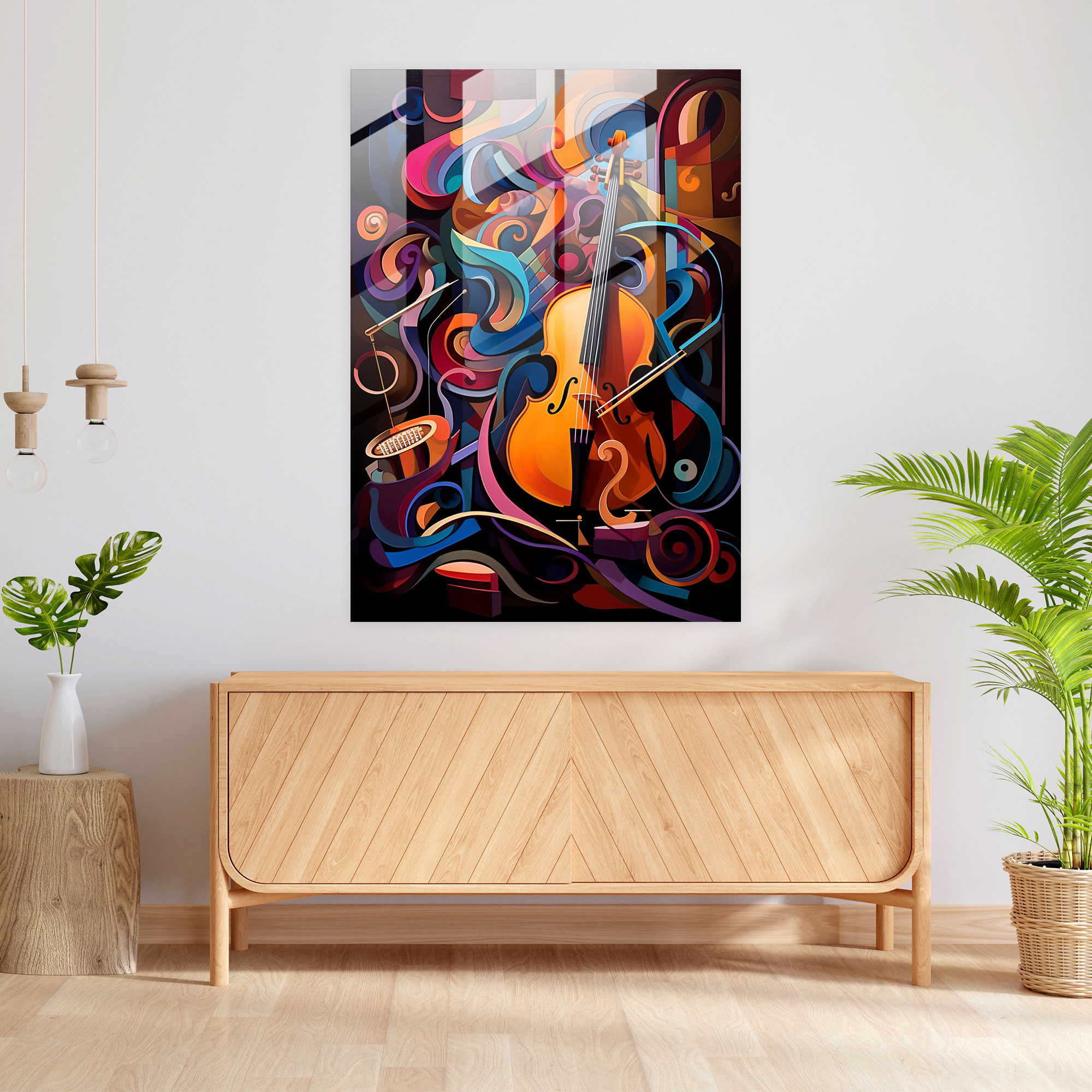 Pablo Picasso Musical Harmony Glass Print - Pablo Picasso, Dynamic Compositions, Musical Harmony, Wall Decoration