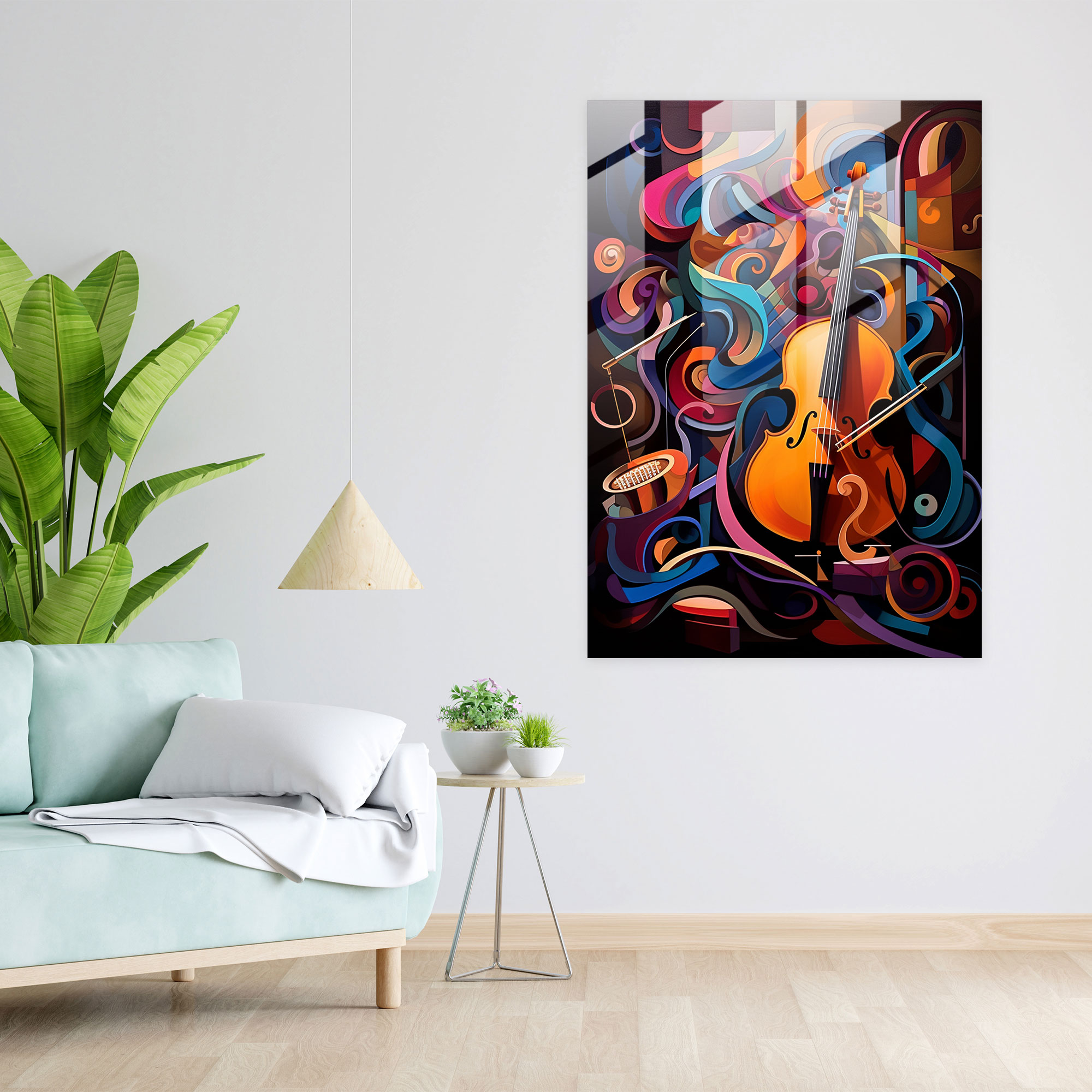 Pablo Picasso Musical Harmony Glass Print - Pablo Picasso, Dynamic Compositions, Musical Harmony, Wall Decoration