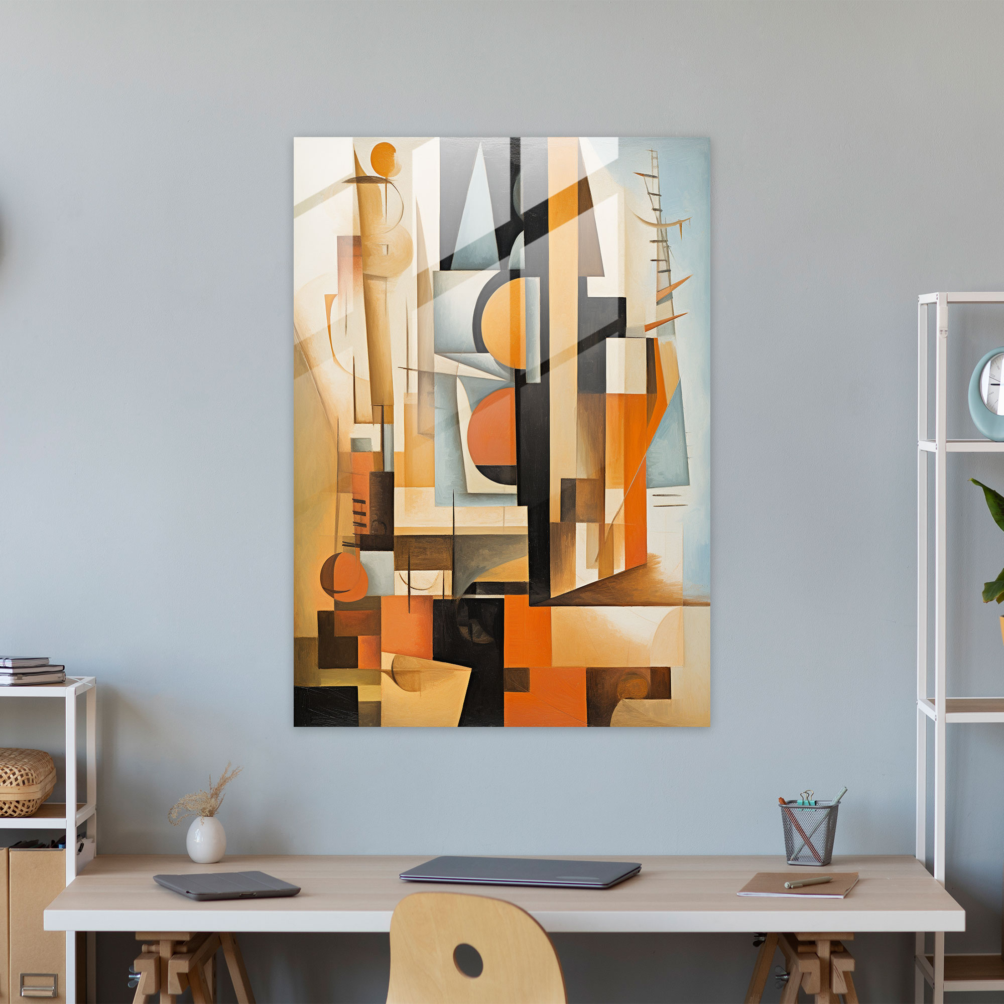 Pablo Picasso Style Glass Wall Art - Pablo Picasso, Glass Art, Wall Decoration, Cubist Scene