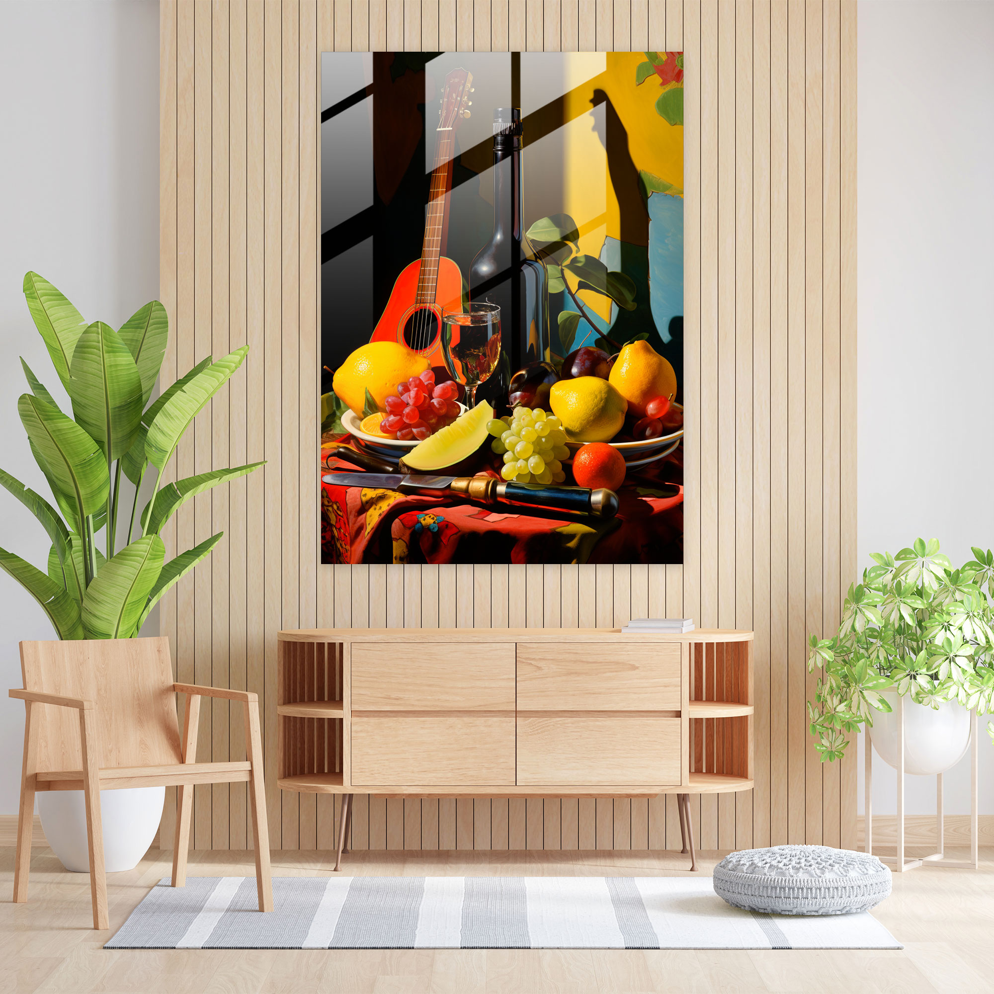 Pablo Picasso Style Glass Print - Pablo Picasso, Guitar, Pablo Picasso Style, Modern Art