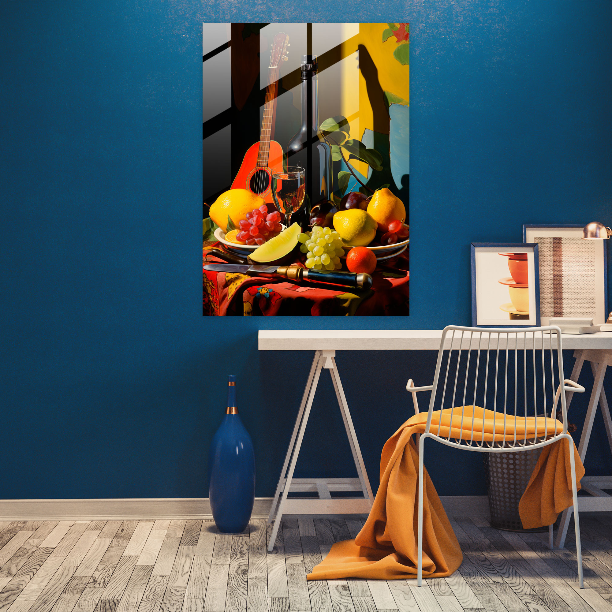 Pablo Picasso Style Glass Print - Pablo Picasso, Guitar, Pablo Picasso Style, Modern Art
