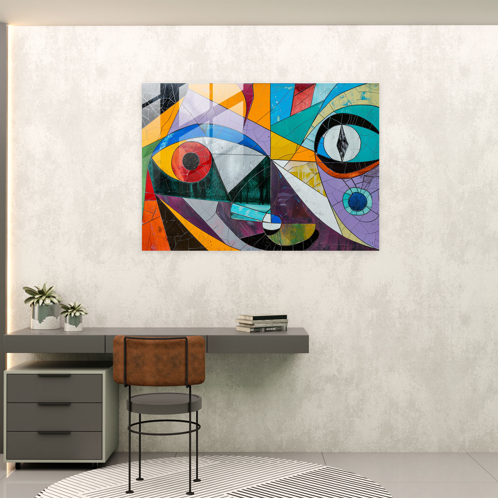 Pablo Picasso Glass Print - Abstract Geometric Shapes - Pablo Picasso, Modern Art, Wall Decoration, Home Decoration