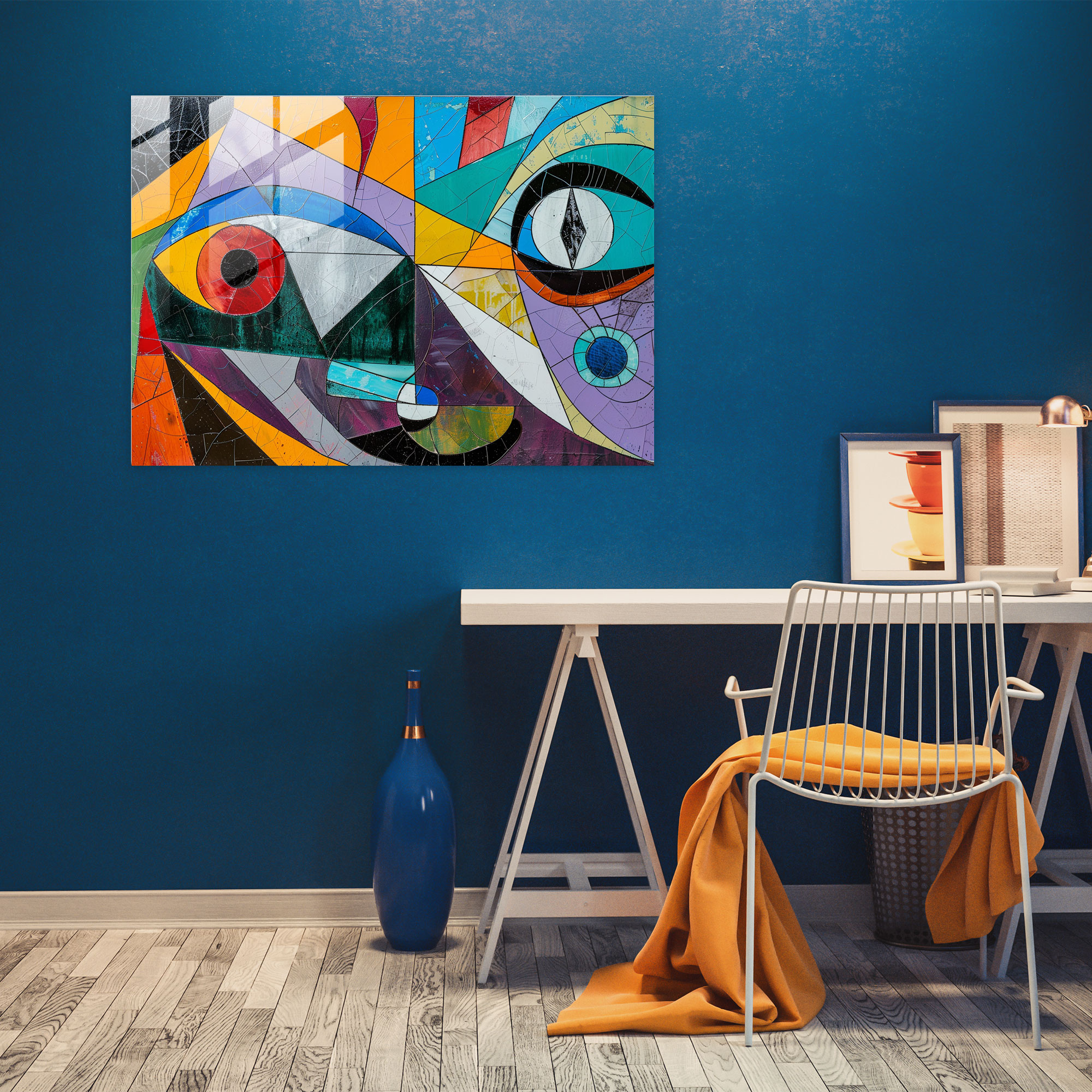 Pablo Picasso Glass Print - Abstract Geometric Shapes - Pablo Picasso, Modern Art, Wall Decoration, Home Decoration