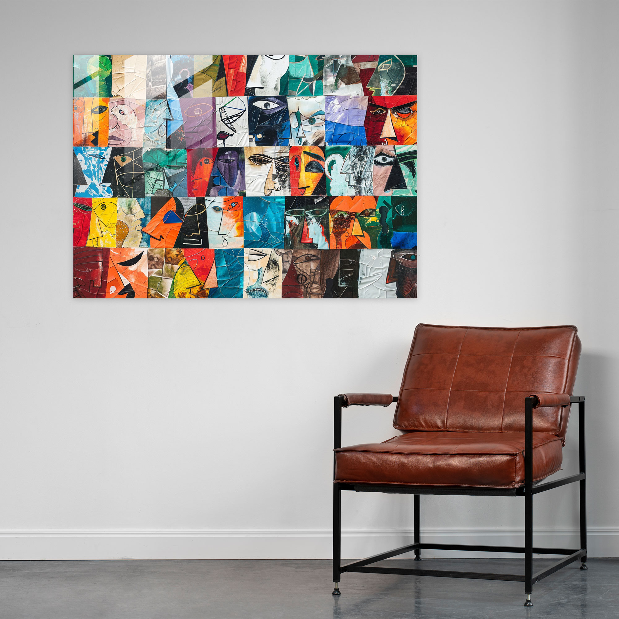 Pablo Picasso Home Decoration - Colorful Collage - Pablo Picasso, Glass Art, Home Decoration, Glass Print