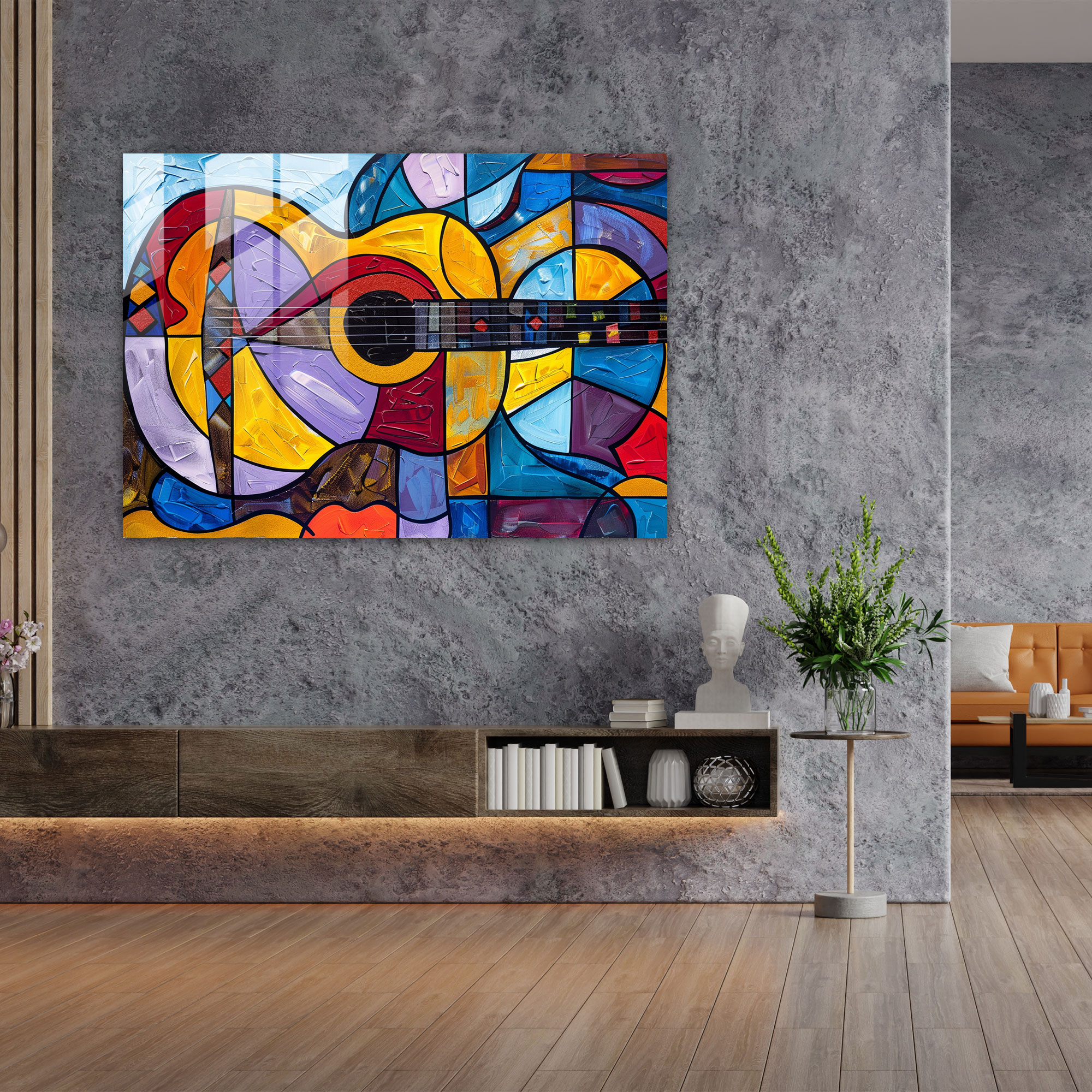 Pablo Picasso Wall Decoration - Abstract Guitar Design - Pablo Picasso, Modern Art, Glass Print, Wall Decoration