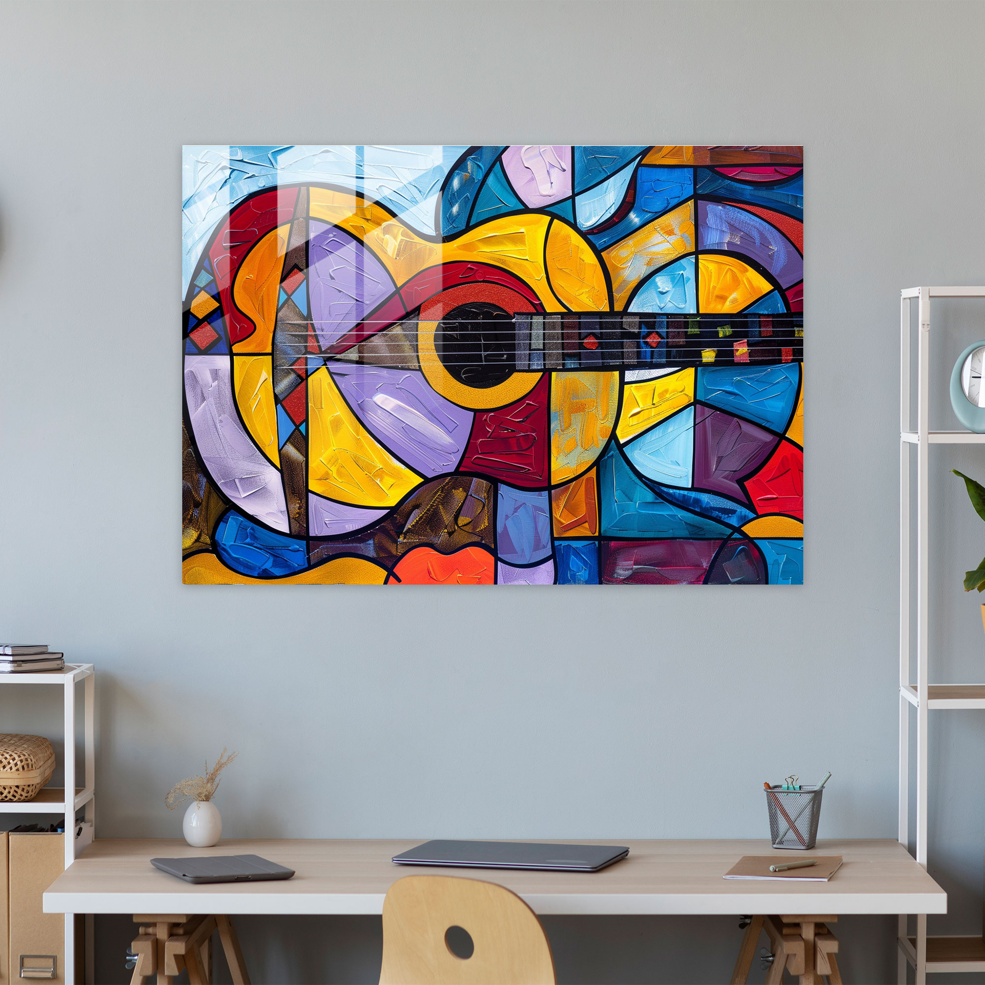 Pablo Picasso Wall Decoration - Abstract Guitar Design - Pablo Picasso, Modern Art, Glass Print, Wall Decoration