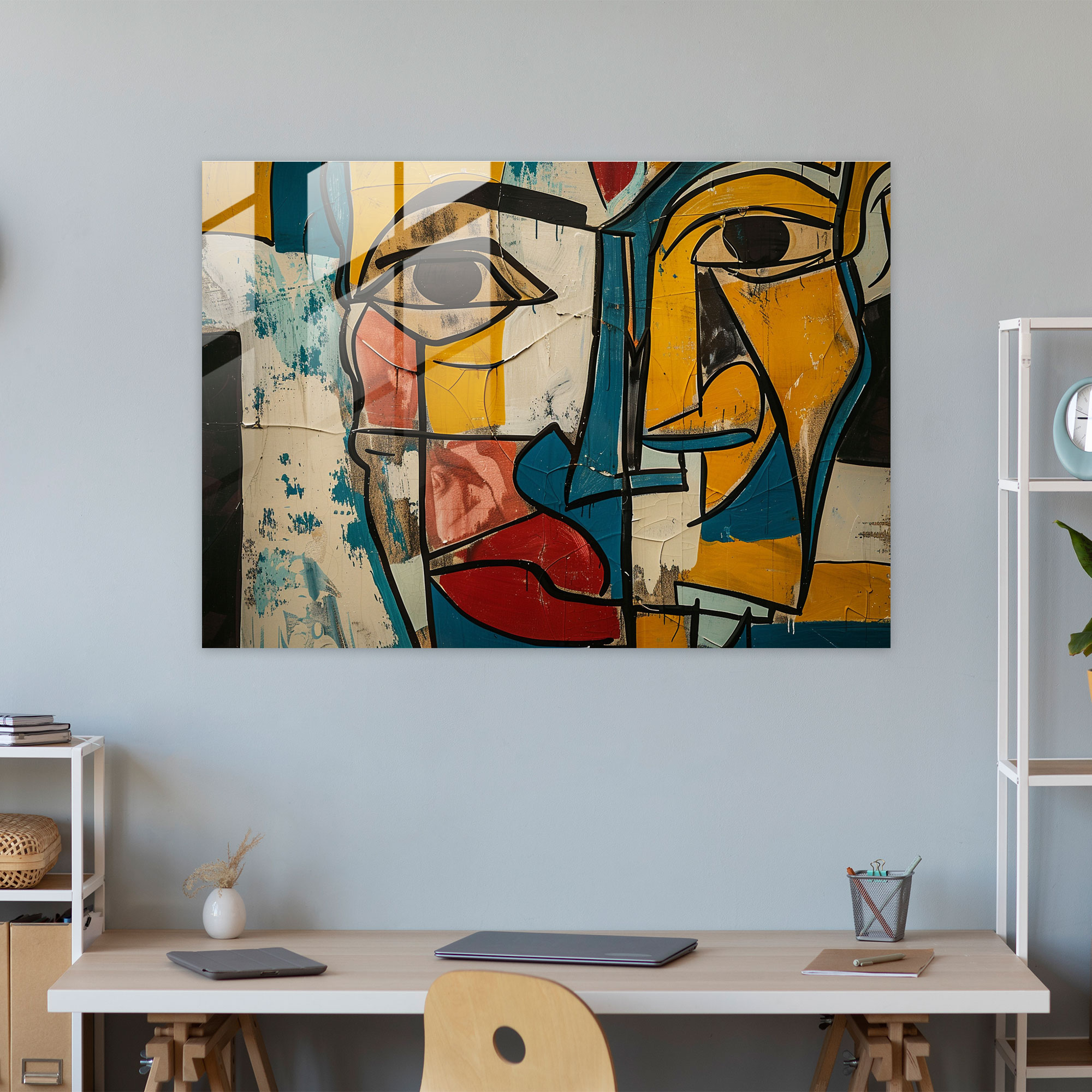 Pablo Picasso Glass Print - Abstract Portrait - Pablo Picasso, Wall Decoration, Glass Art, Glass Print
