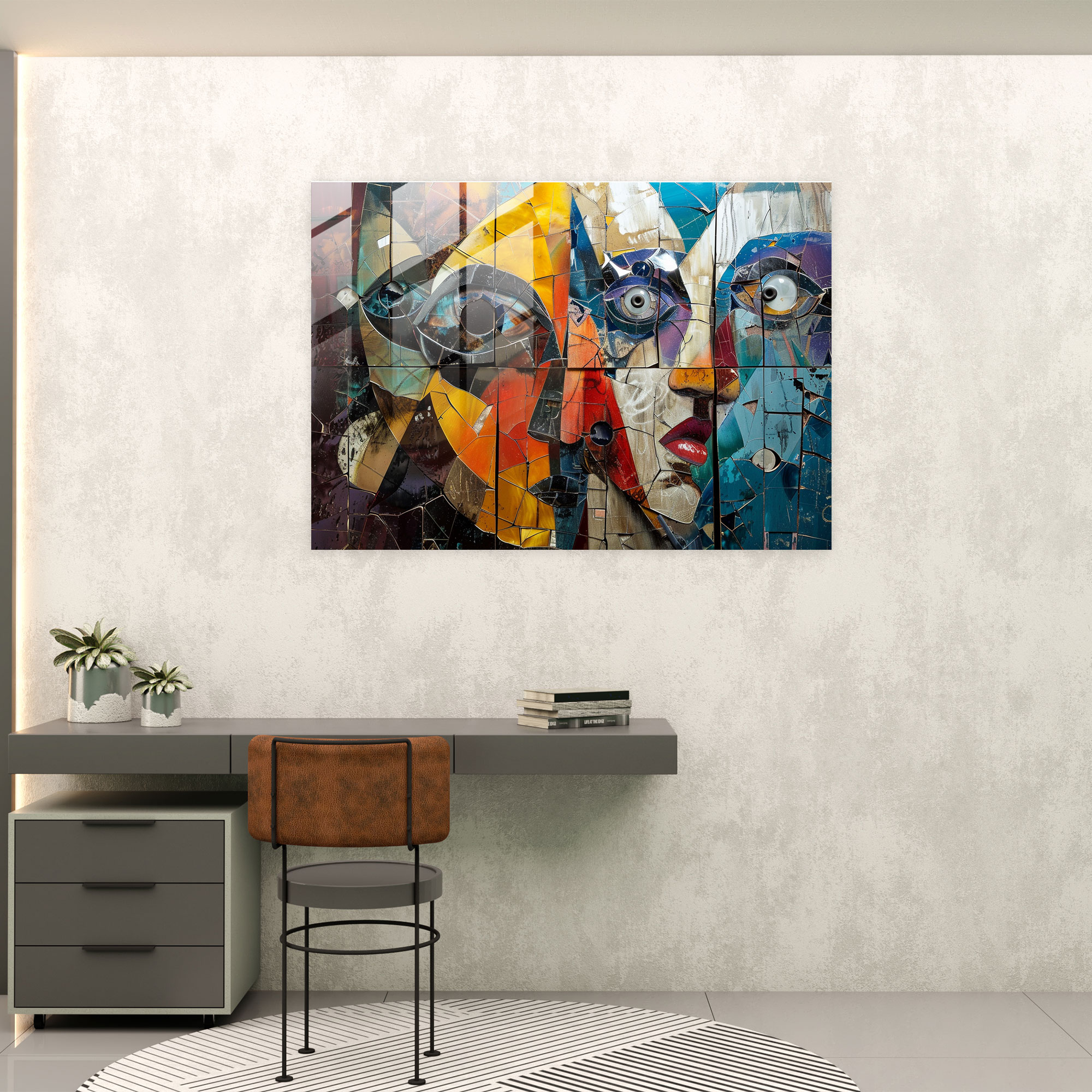 Pablo Picasso Glass Wall Art - Collage Of Faces - Pablo Picasso, Glass Wall Art, Collage Of Faces, Home Decoration