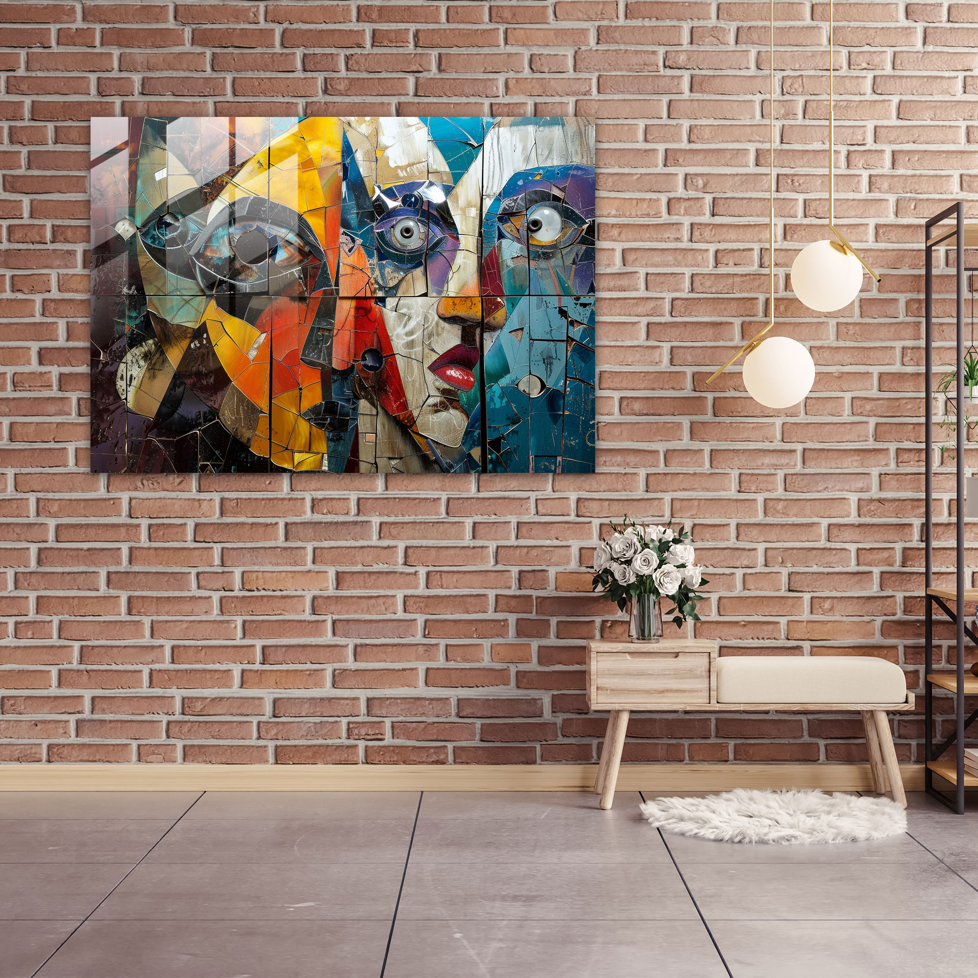 Pablo Picasso Glass Wall Art - Collage Of Faces - Pablo Picasso, Glass Wall Art, Collage Of Faces, Home Decoration