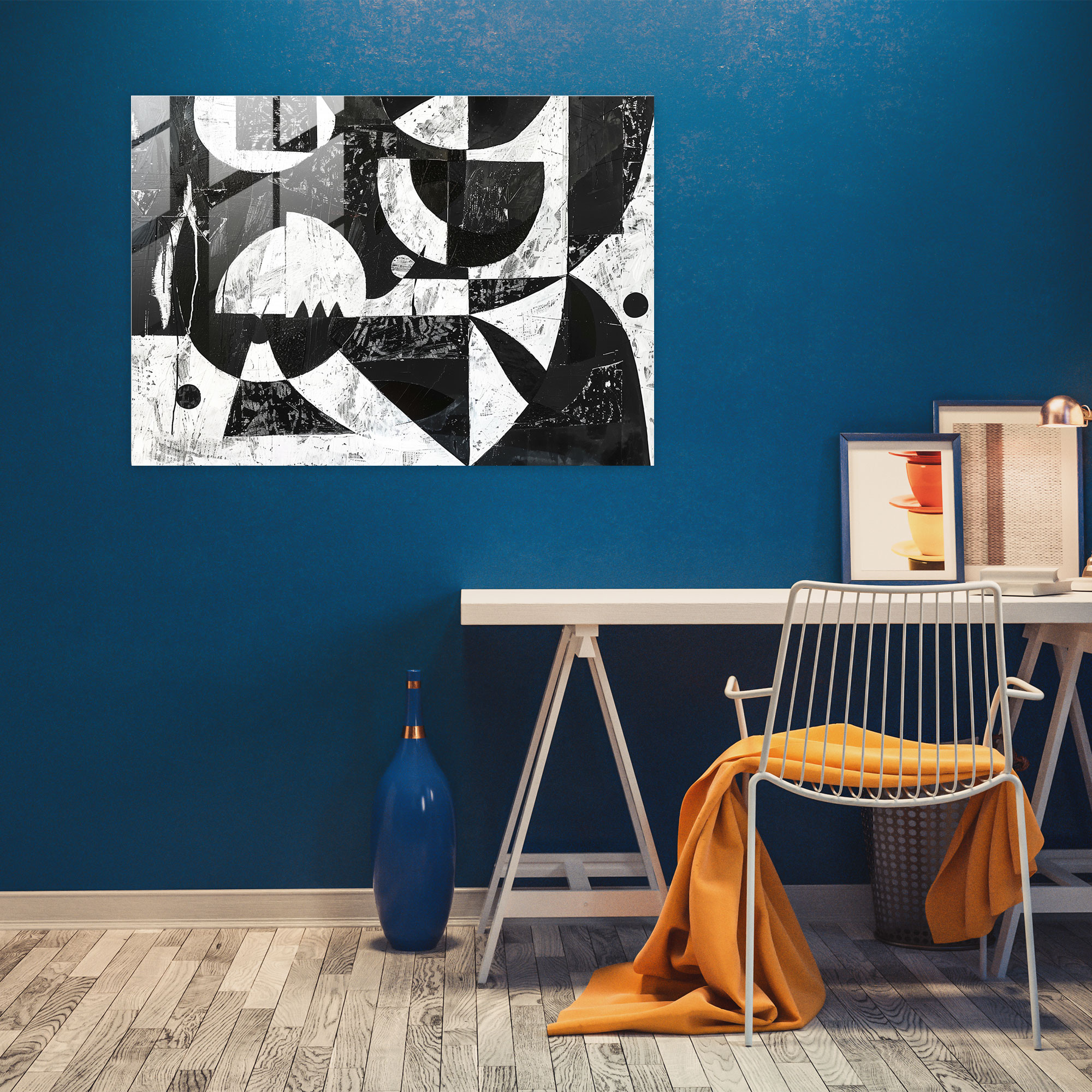 Pablo Picasso Home Decoration - Abstract Monochrome - Pablo Picasso, Abstract Monochrome, Home Decoration, Glass Print