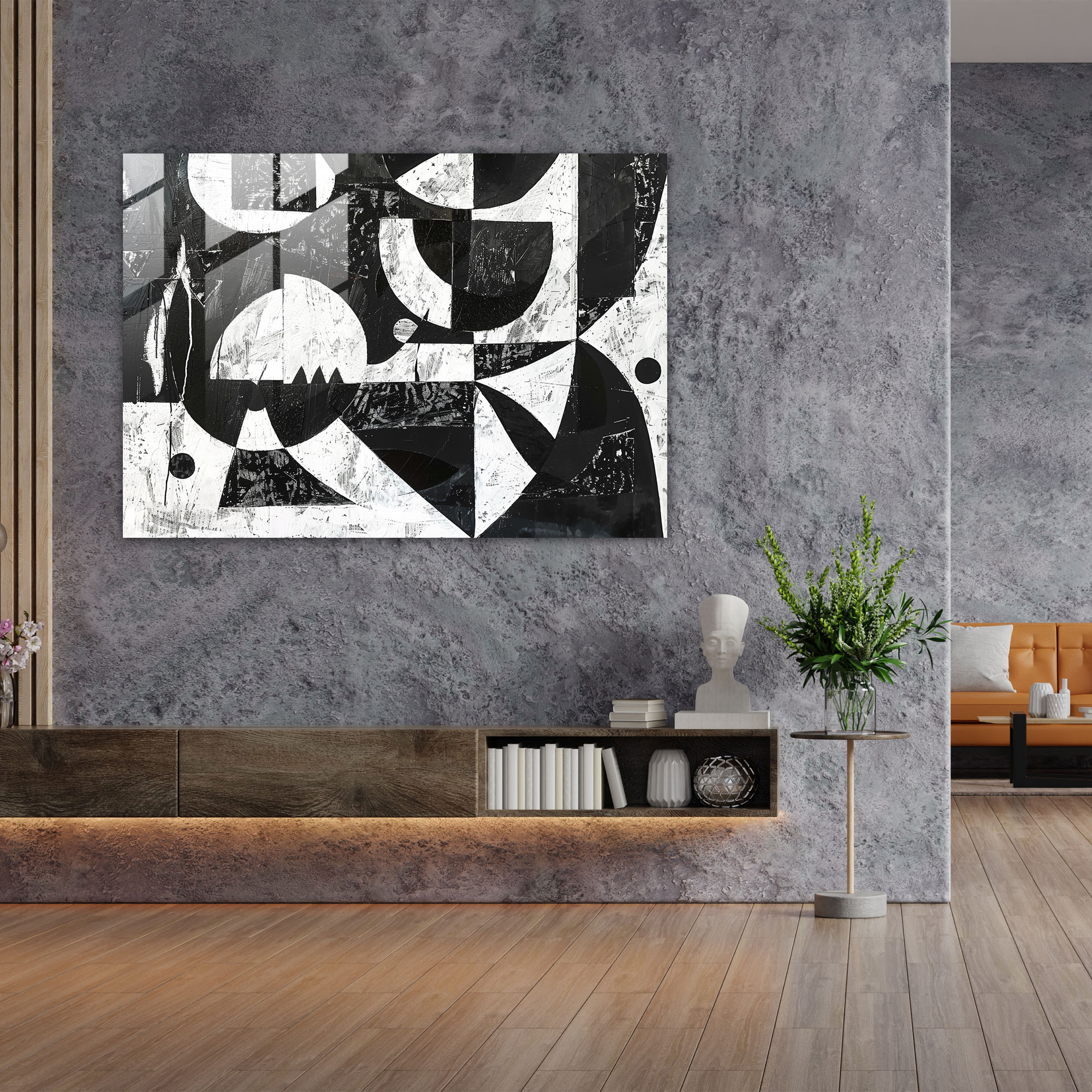 Pablo Picasso Home Decoration - Abstract Monochrome - Pablo Picasso, Abstract Monochrome, Home Decoration, Glass Print