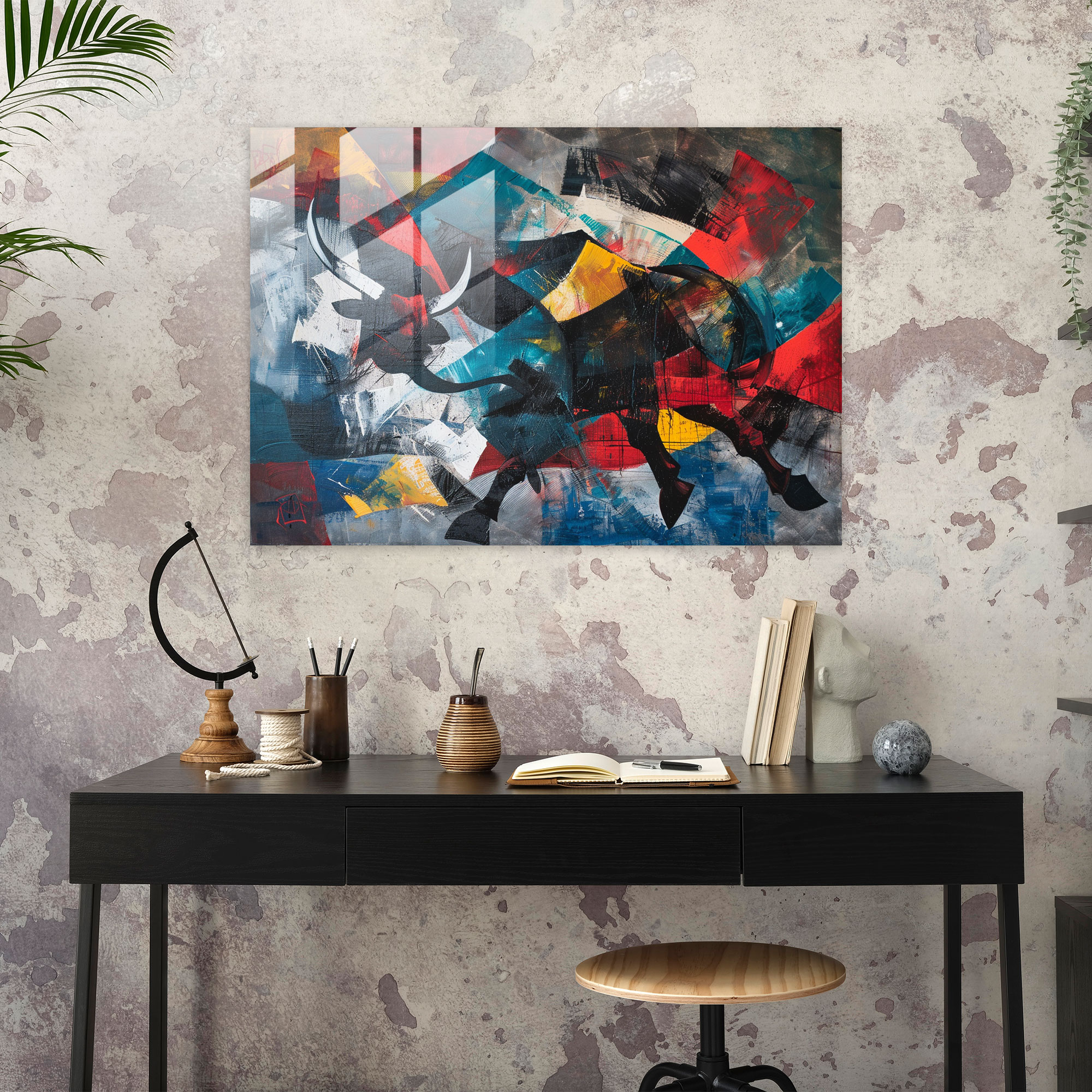 Pablo Picasso Glass Print - Bullfight Abstract - Pablo Picasso, Pablo Picasso, Bullfight, Drama