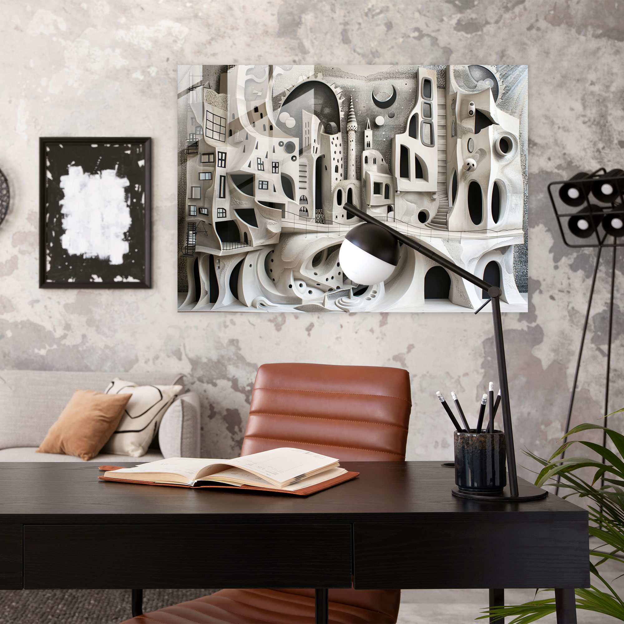 Pablo Picasso Glass Art - Surreal Cityscape - Pablo Picasso, Surrealism, Glass Art, Pablo Picasso