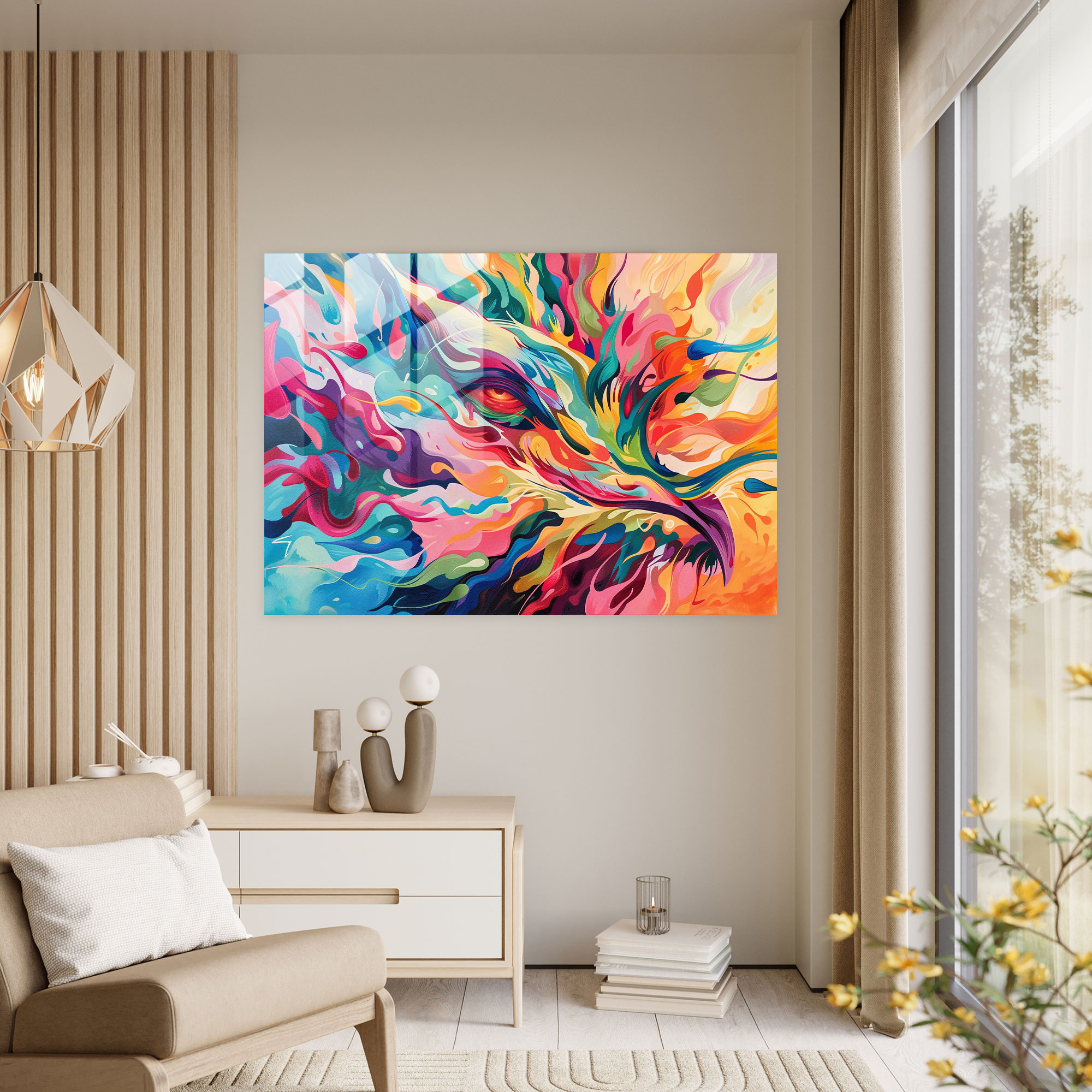 Pablo Picasso Glass Print - Mythical Creature Abstract - Pablo Picasso, Fluid Art, Mythical Creature, Glass Print