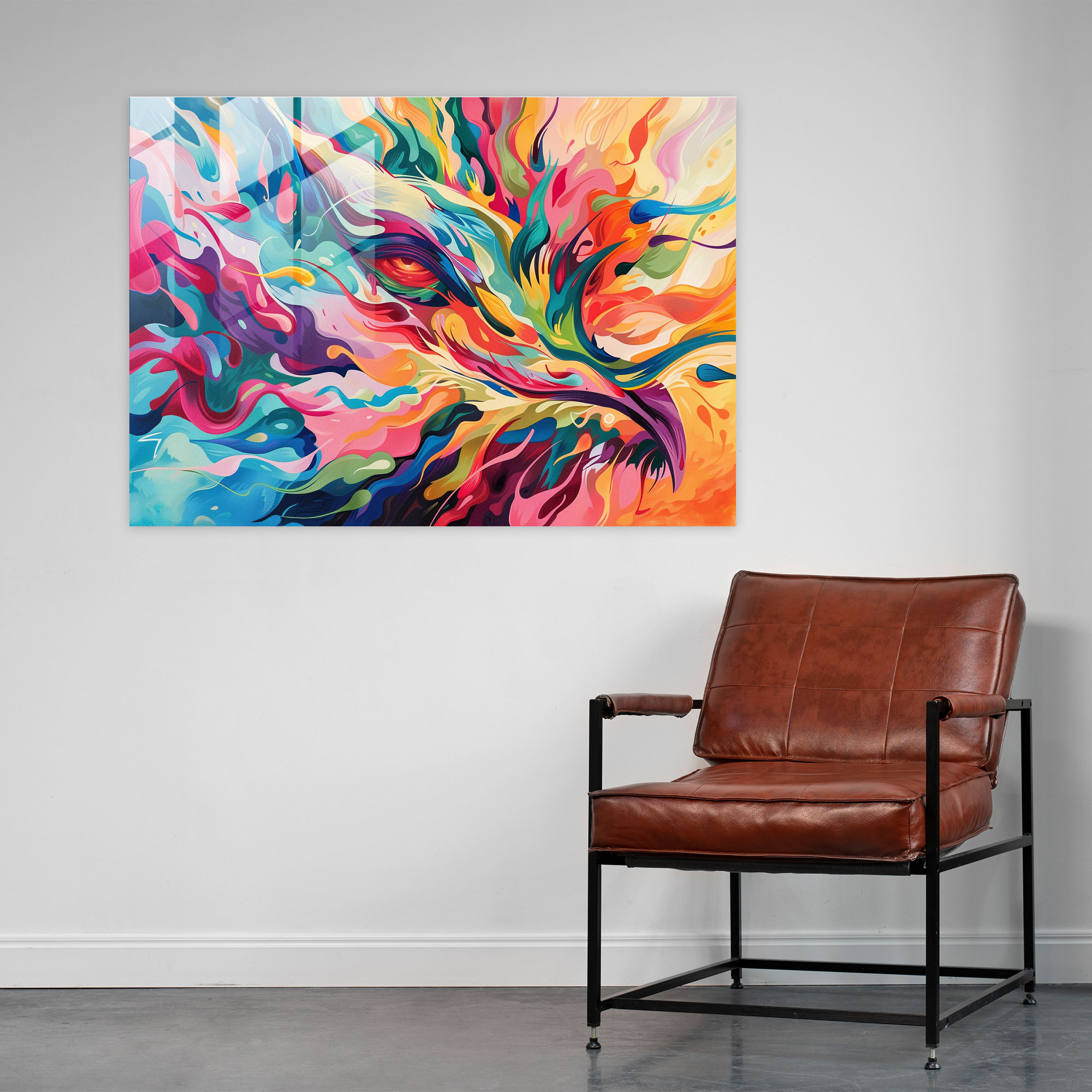 Pablo Picasso Glass Print - Mythical Creature Abstract - Pablo Picasso, Fluid Art, Mythical Creature, Glass Print