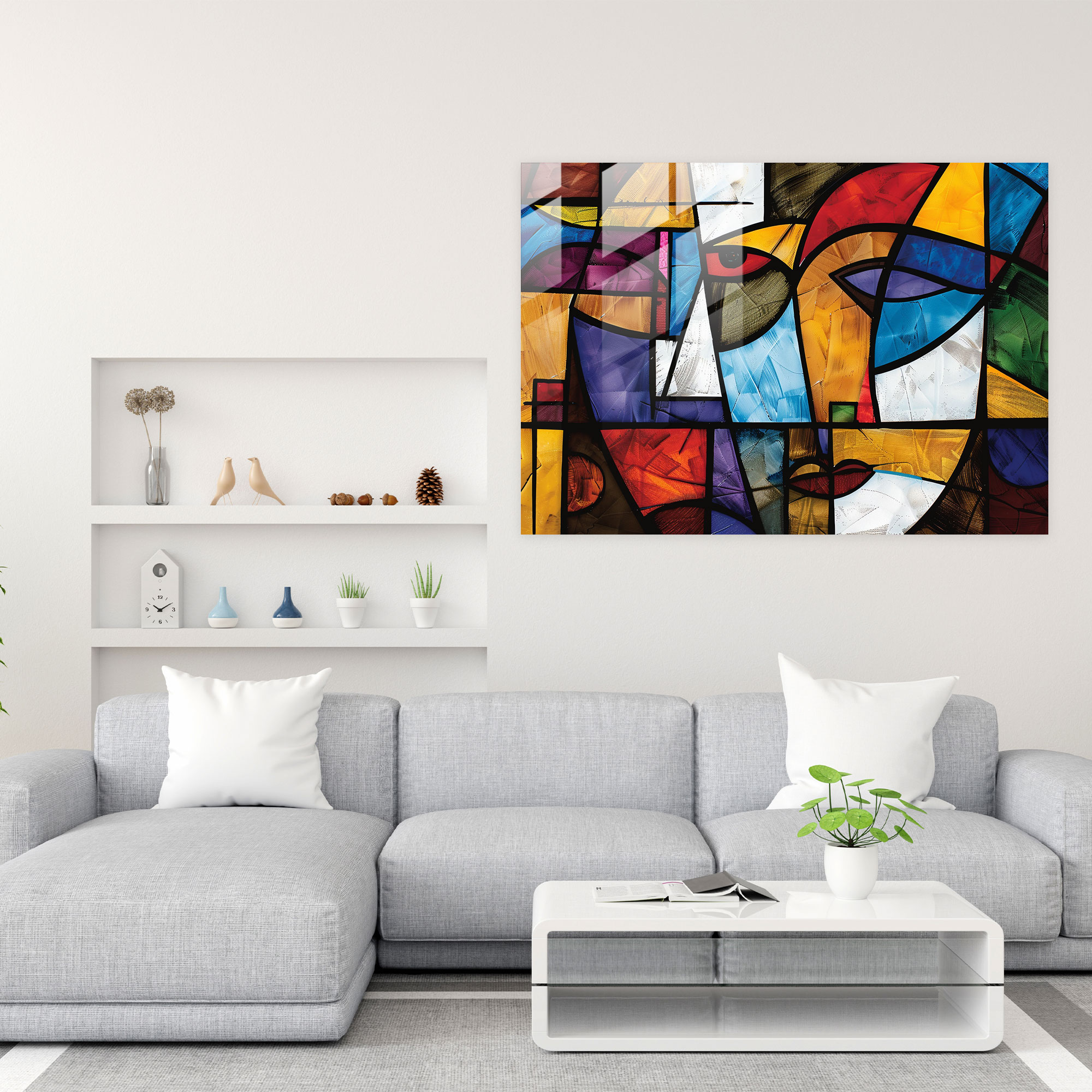 Pablo Picasso Glass Print - Cubist Geometric Shapes - Pablo Picasso, Glass Print, Cubist, Pablo Picasso