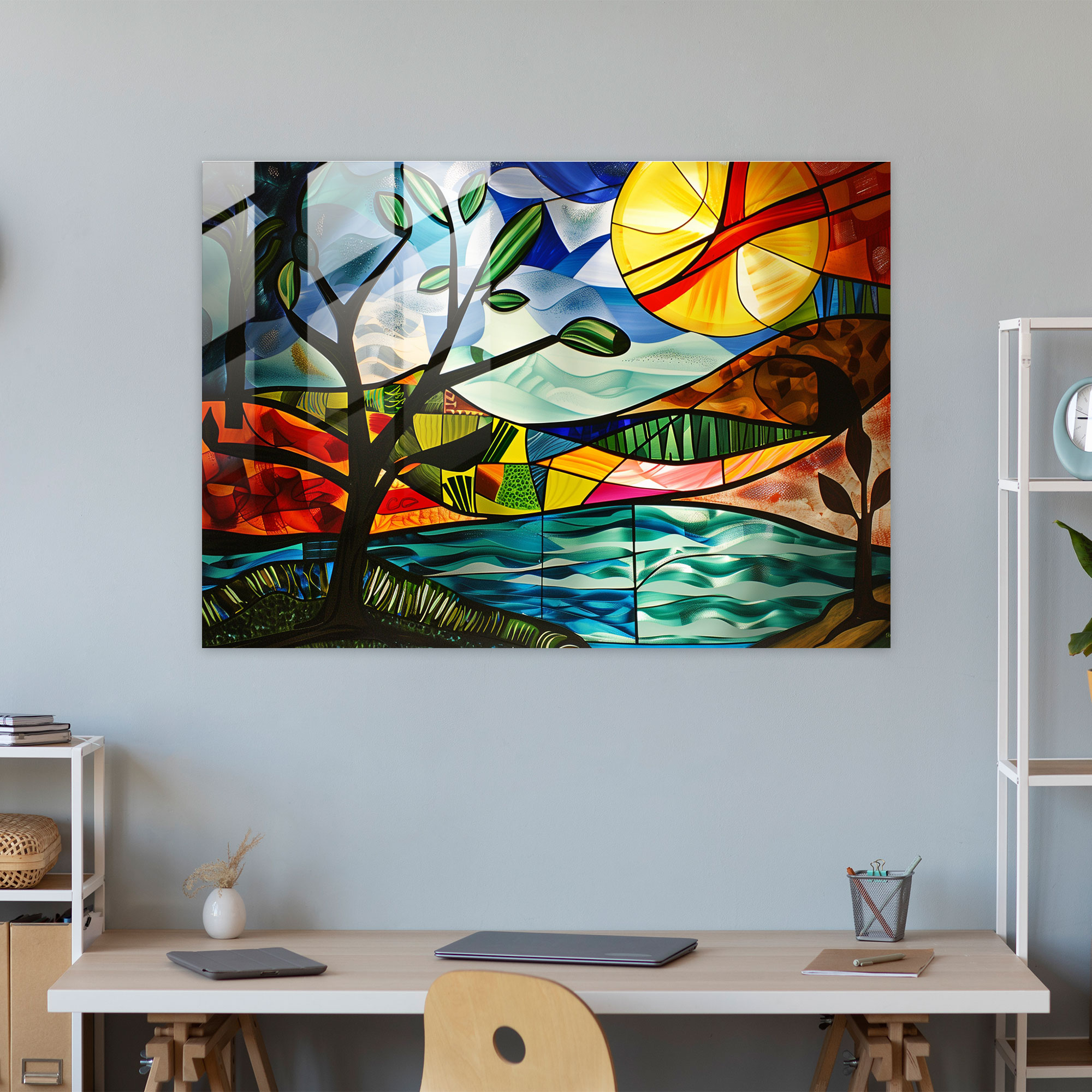 Pablo Picasso Glass Print - Surrealist Dreamlike Landscape - Pablo Picasso, Surrealist Landscape, Dreamlike Scenery, Home Decoration