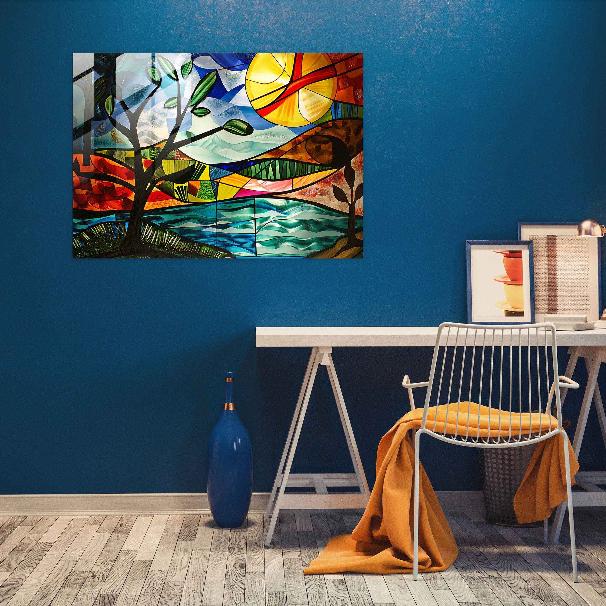 Pablo Picasso Glass Print - Surrealist Dreamlike Landscape - Pablo Picasso, Surrealist Landscape, Dreamlike Scenery, Home Decoration