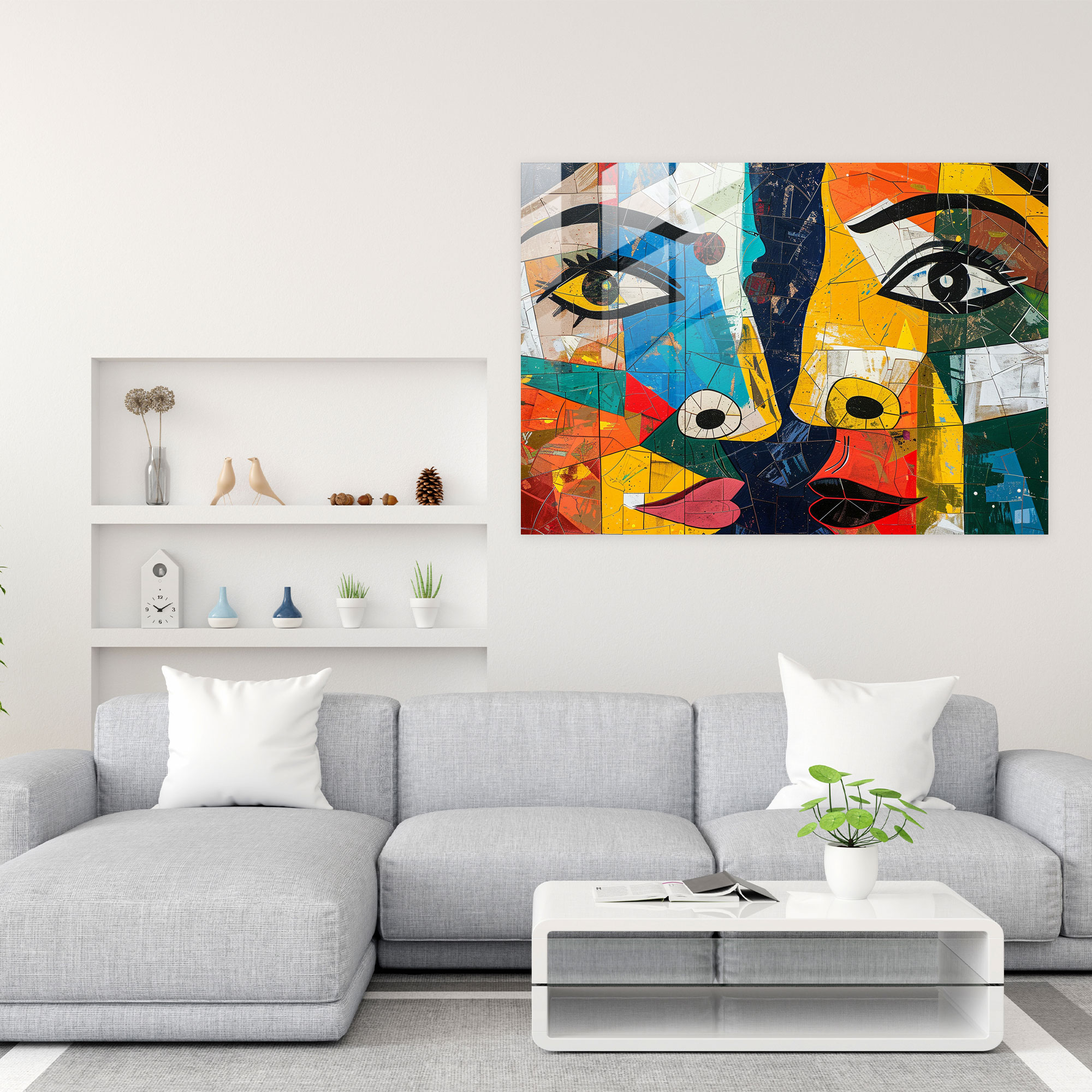 Vibrant Cubism Pablo Picasso Glass Print - Pablo Picasso, Glass Print, Home Decoration, Pablo Picasso