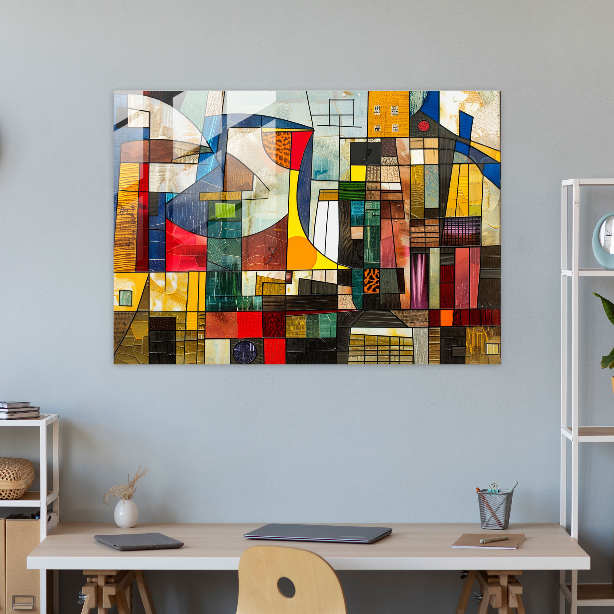 Pablo Picasso Glass Wall Art: Vibrant Cityscape - Pablo Picasso, Glass Wall Art, Wall Decoration, Cubist Cityscape