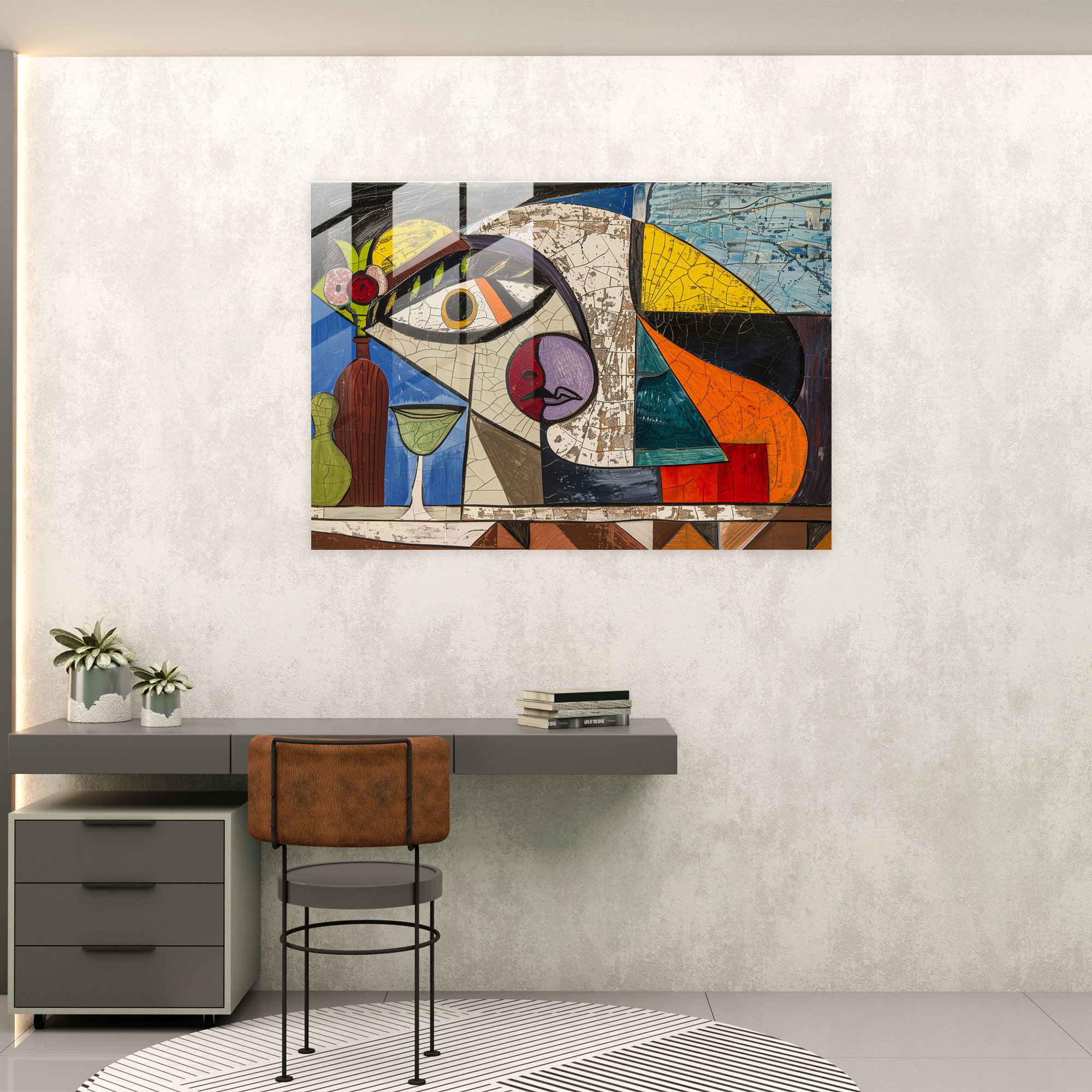 Pablo Picasso Glass Print: Whimsical Surrealist Composition - Pablo Picasso, Glass Art, Artistic Decor, Surrealist Composition