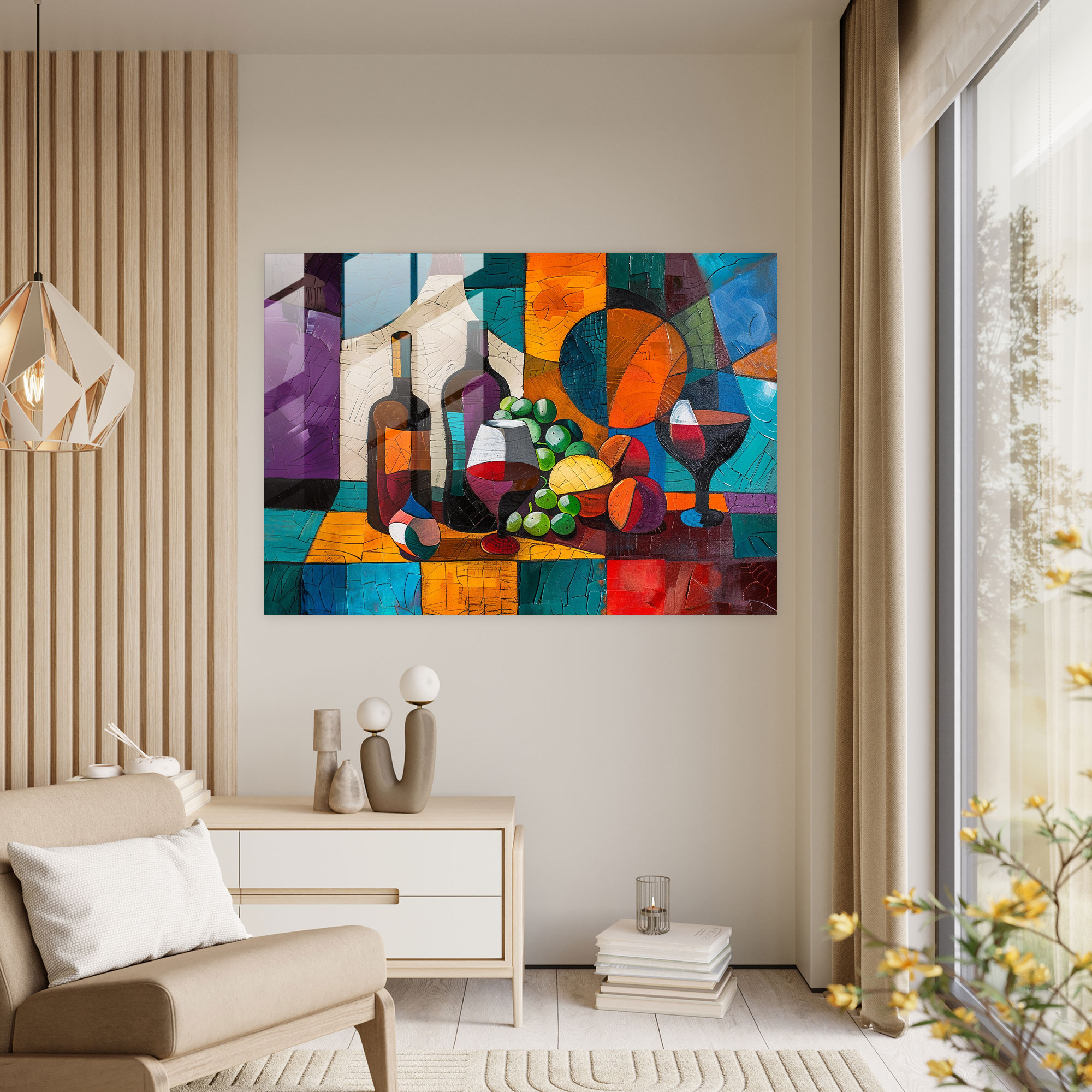 Cubist Glass Art Print Home Decoration By Pablo Picasso - Pablo Picasso, Home Decoration, Glass Art, Modern Art