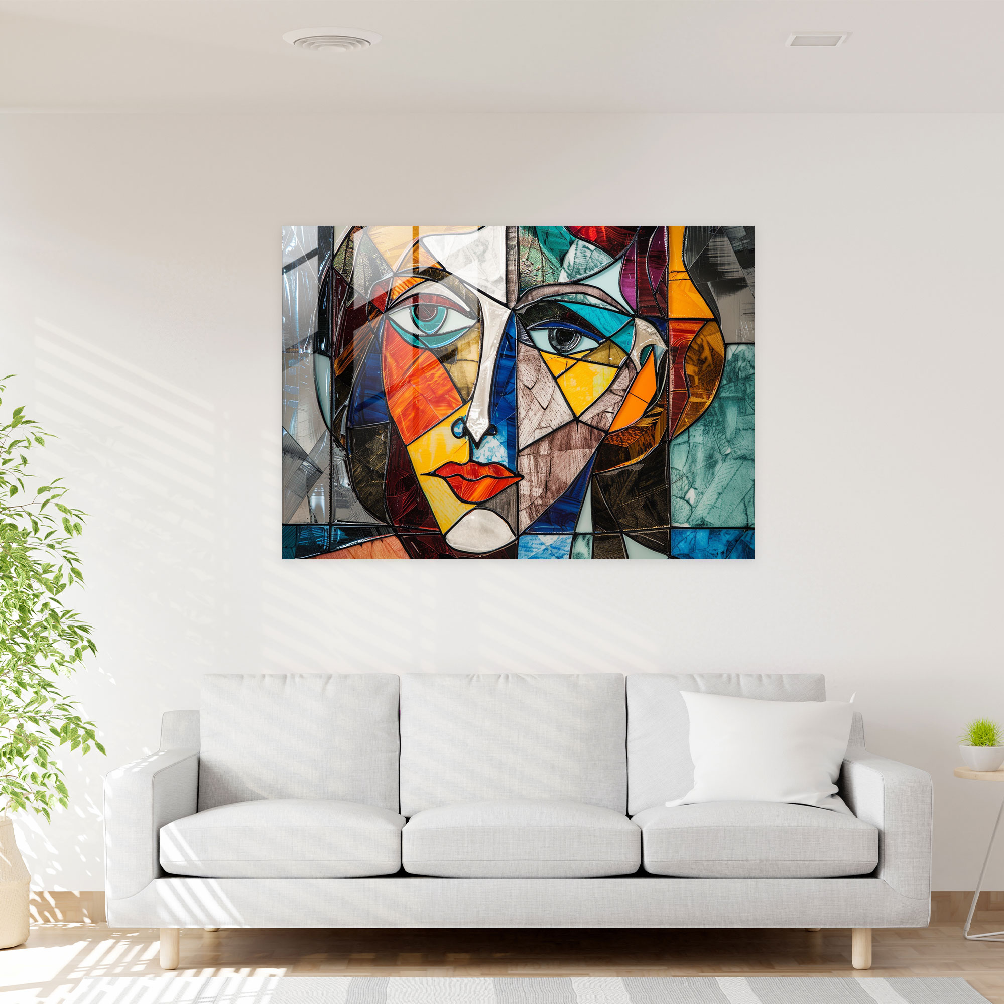 Pablo Picasso Glass Print - Cubist Portrait - Pablo Picasso, Glass Print, Home Decoration, Cubist Art