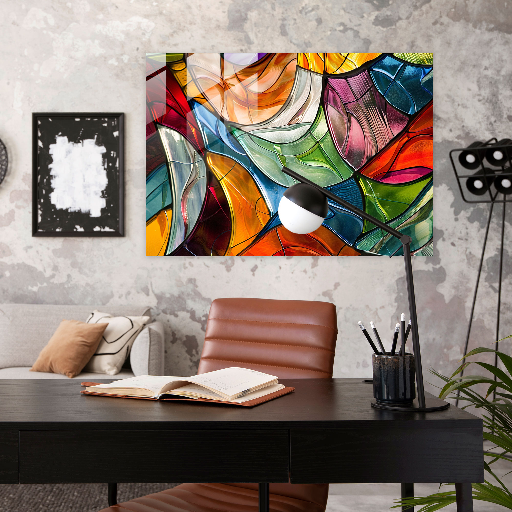Pablo Picasso Glass Art - Colorful Abstract Patterns - Pablo Picasso, Home Decoration, Colorful Patterns, Pablo Picasso