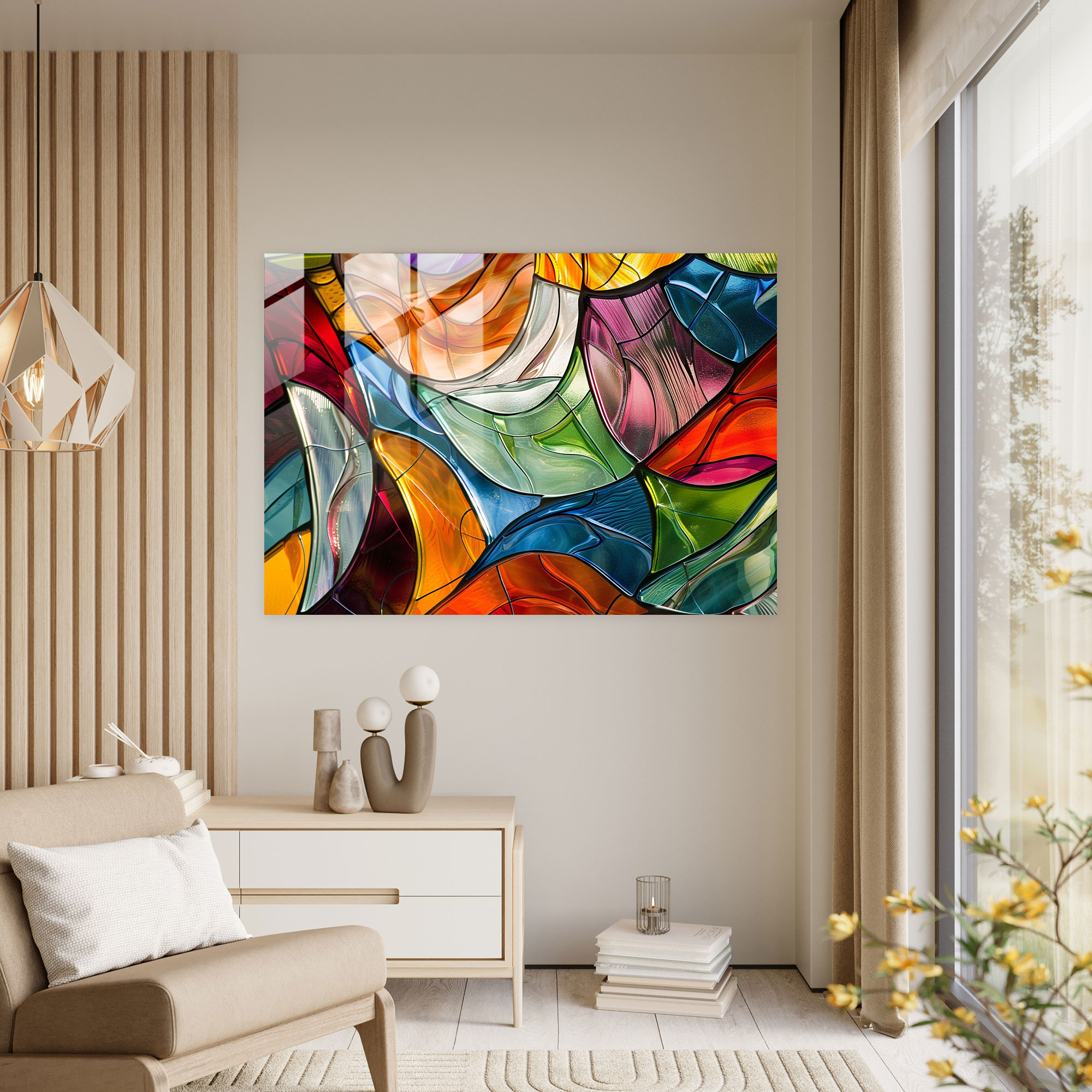 Pablo Picasso Glass Art - Colorful Abstract Patterns - Pablo Picasso, Home Decoration, Colorful Patterns, Pablo Picasso