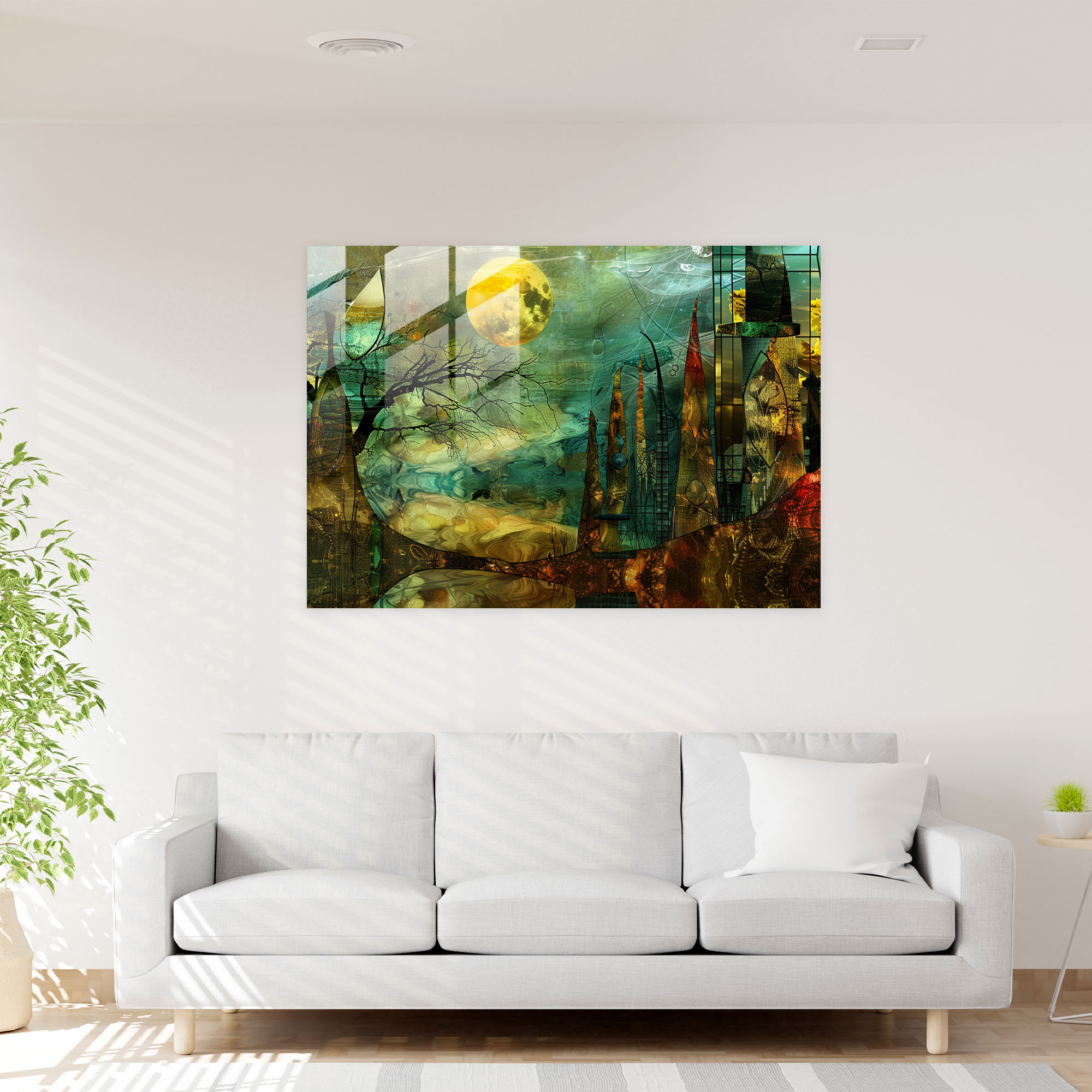 Pablo Picasso Glass Print - Surrealistic Landscape - Pablo Picasso, Glass Print, Landscape, Wall Decoration