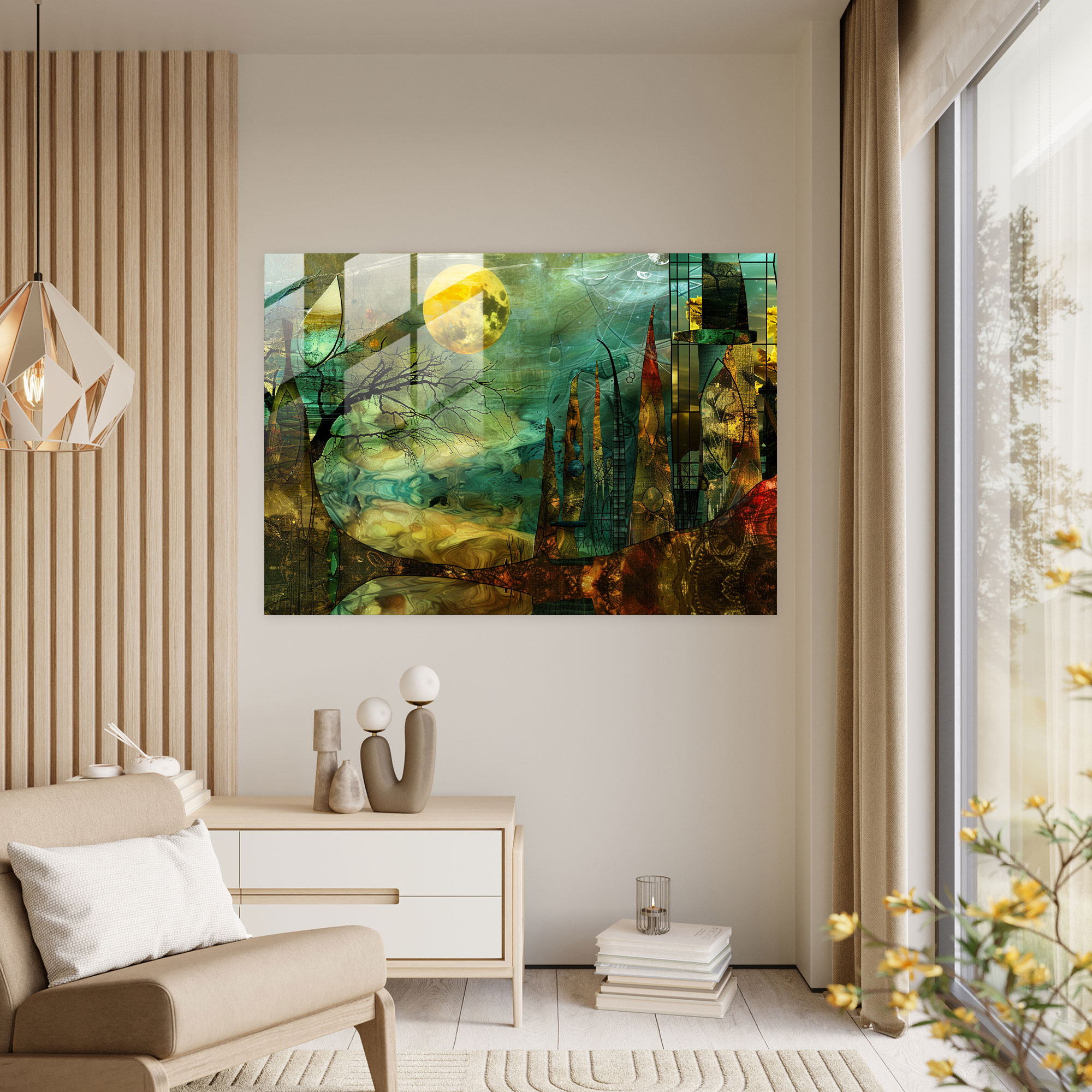 Pablo Picasso Glass Print - Surrealistic Landscape - Pablo Picasso, Glass Print, Landscape, Wall Decoration