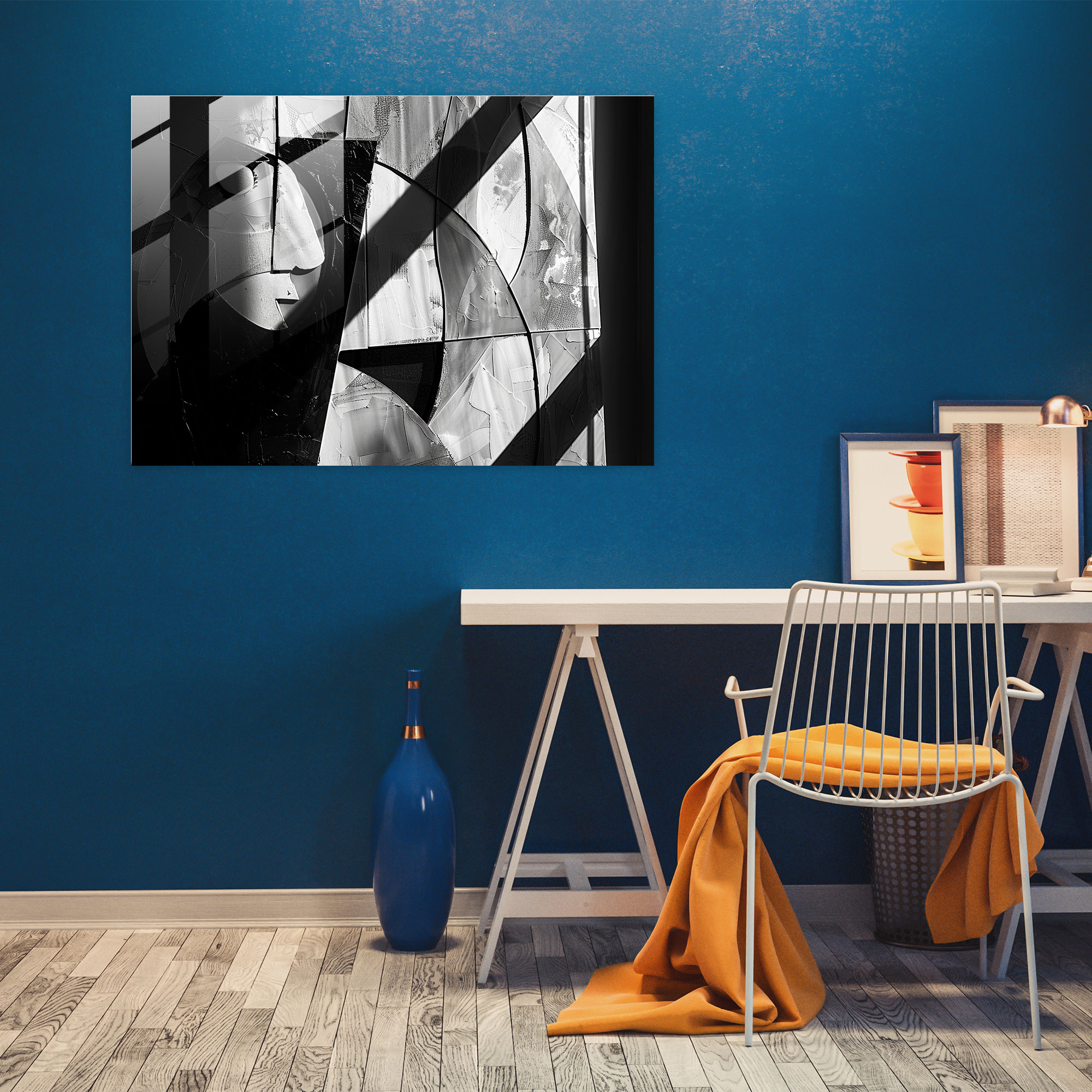 Pablo Picasso Glass Wall Art - Monochrome Abstract Composition - Pablo Picasso, Monochrome Art, Glass Wall Art, Pablo Picasso