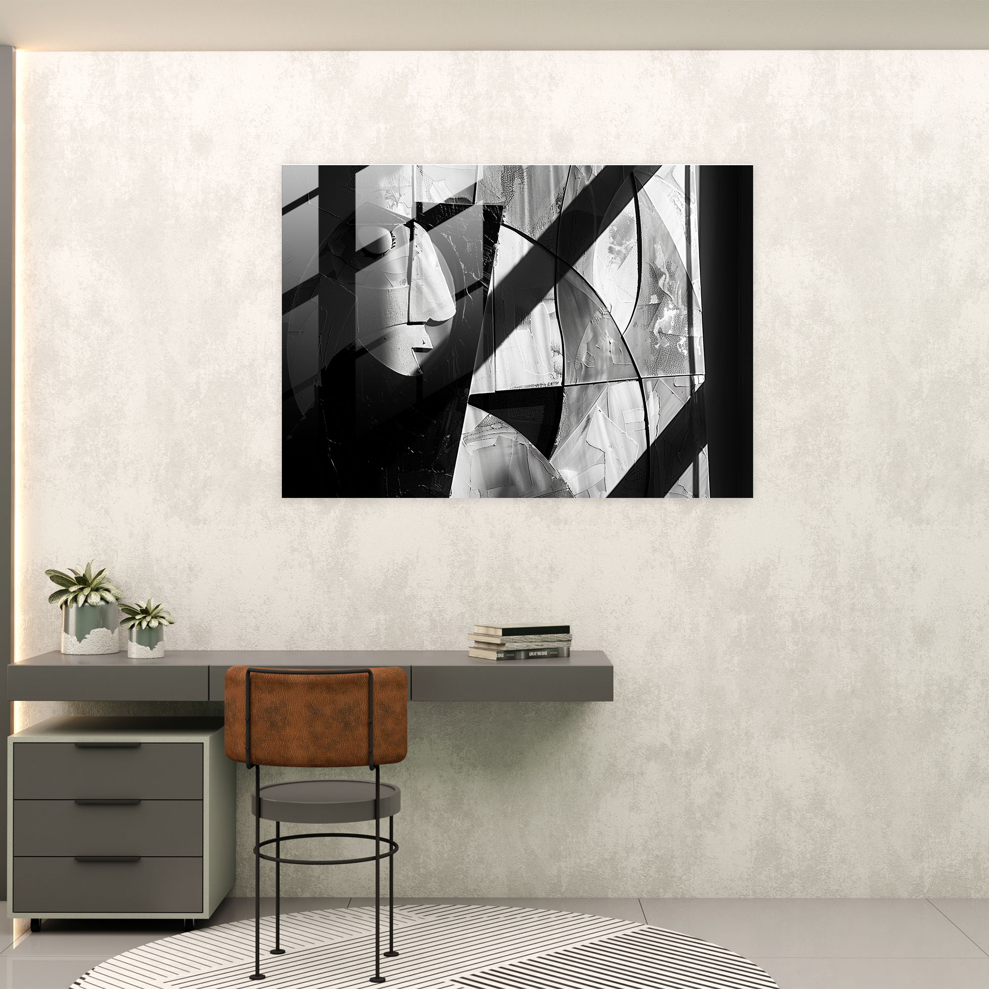 Pablo Picasso Glass Wall Art - Monochrome Abstract Composition - Pablo Picasso, Monochrome Art, Glass Wall Art, Pablo Picasso