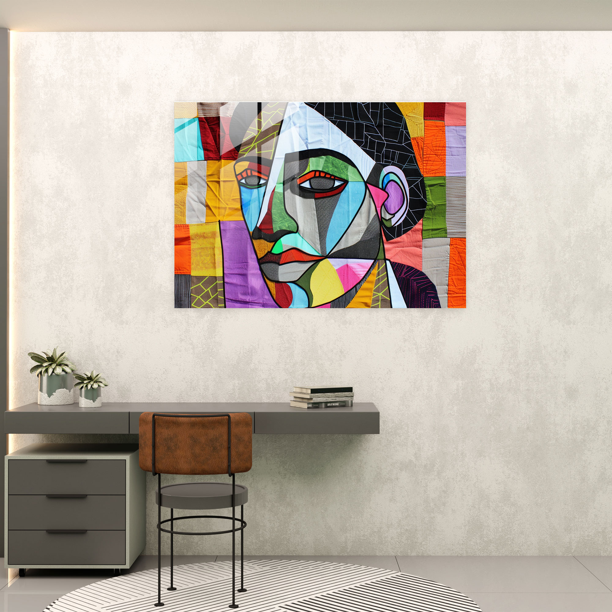 Pablo Picasso Geometric Portrait Modern Art - Pablo Picasso, Glass Art, Wall Decoration, Pablo Picasso