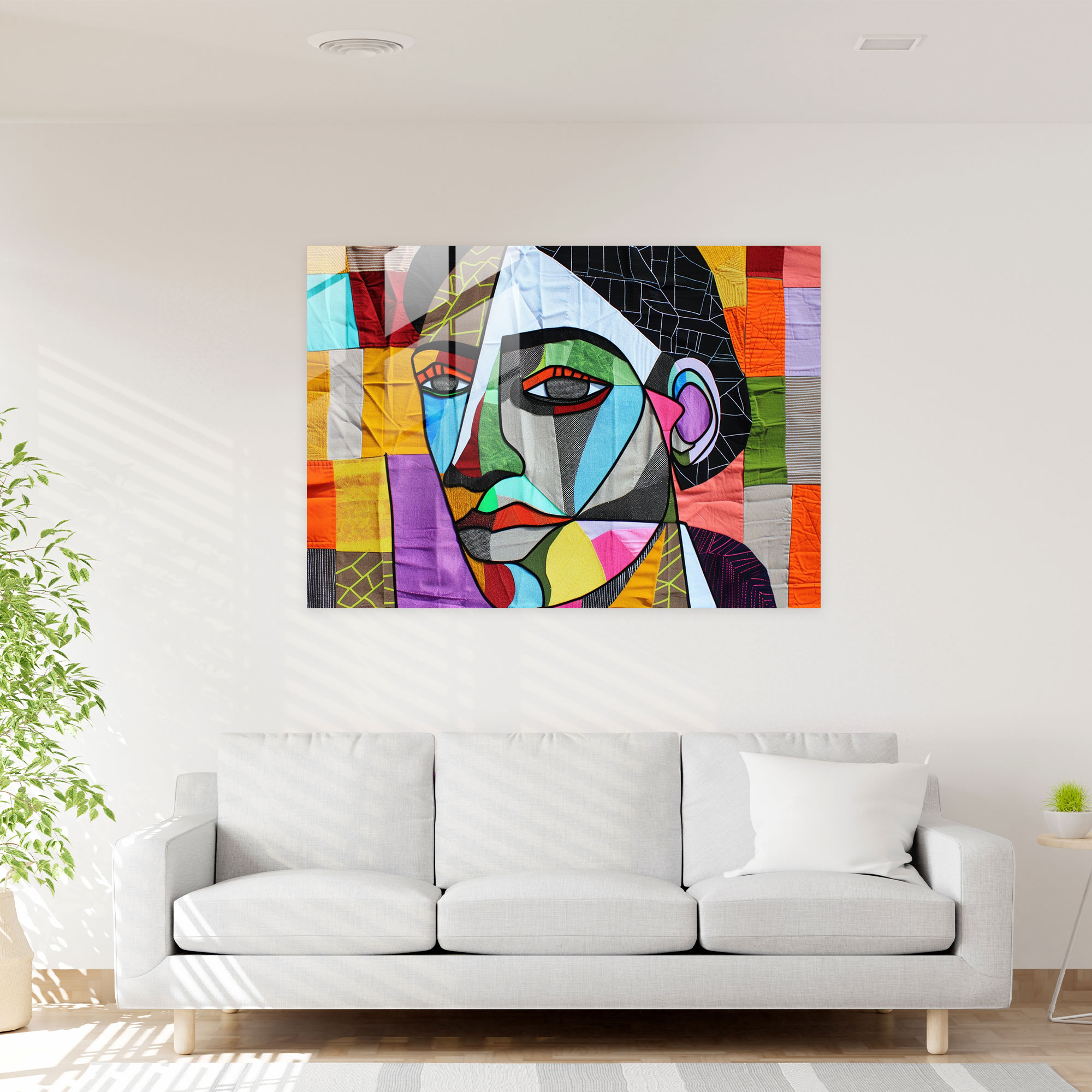 Pablo Picasso Geometric Portrait Modern Art - Pablo Picasso, Glass Art, Wall Decoration, Pablo Picasso