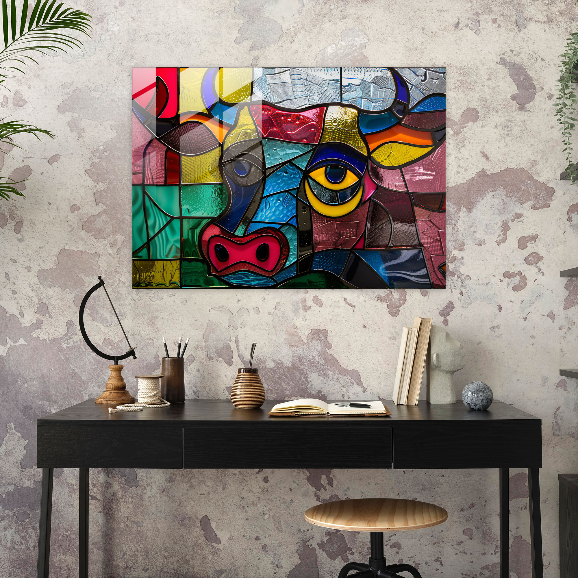 Pablo Picasso Bull Portrait Glass Art - Pablo Picasso, Glass Wall Art, Glass Print, Modern Art