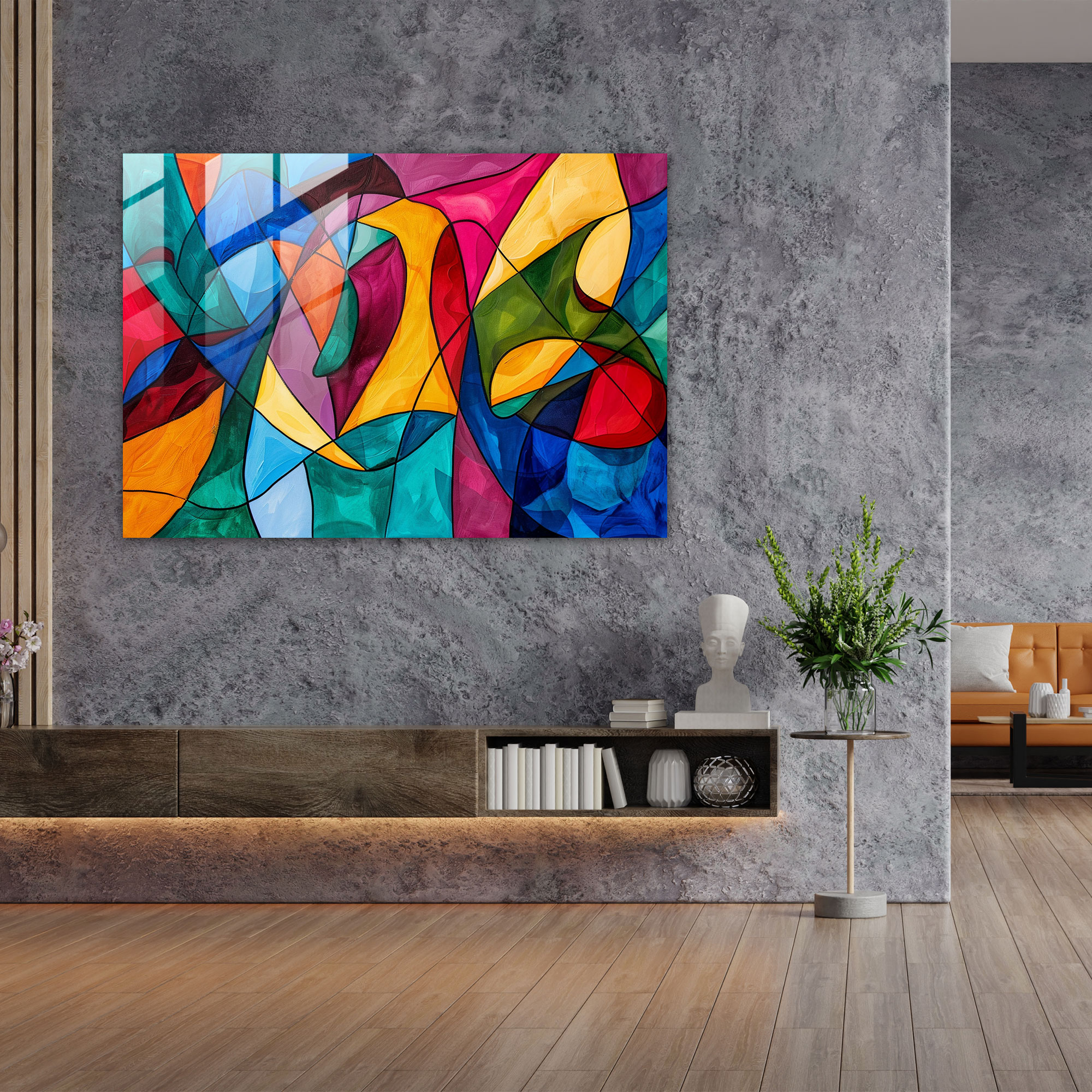 Pablo Picasso Glass Print - Colorful Abstract Shapes - Pablo Picasso, Pablo Picasso, Home Decoration, Modern Art