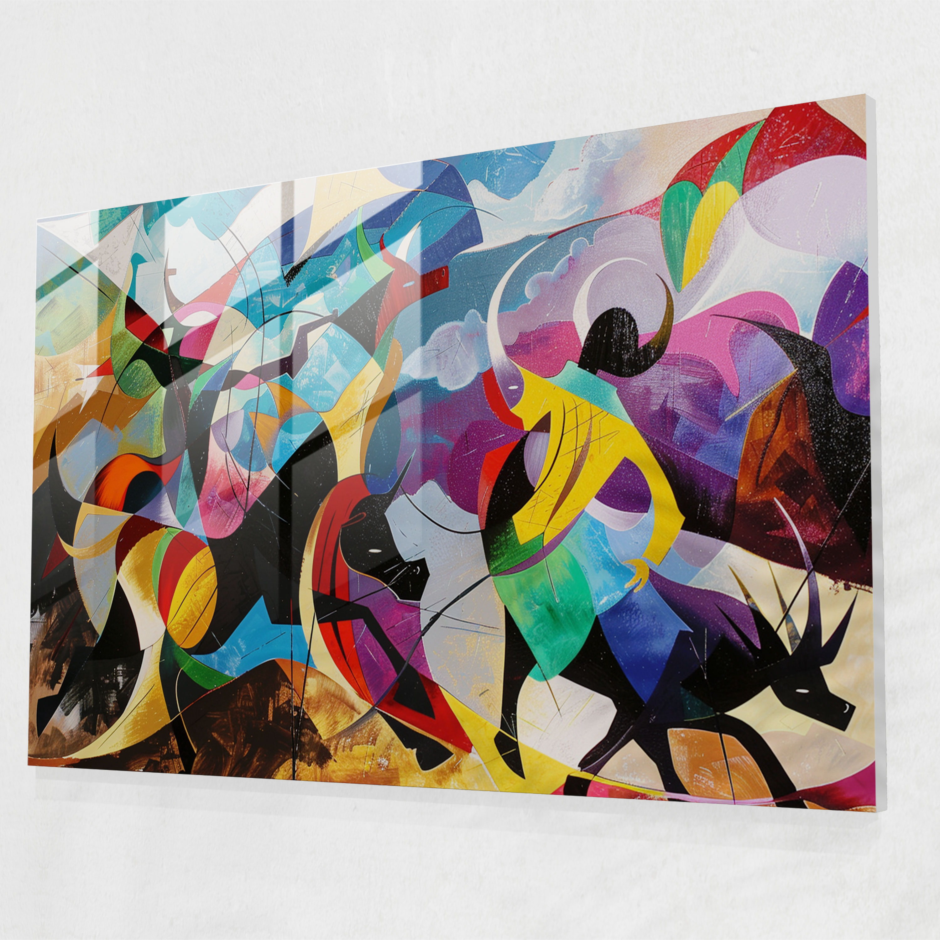 Pablo Picasso Glass Print - Surreal Bullfight Scene - Pablo Picasso, Pablo Picasso, Surreal Art, Glass Print